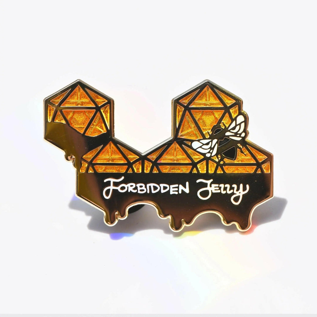 Forbidden Jelly Honeycomb D20 Enamel Pin - Dispel Dice - Premium DnD Dice & Accessories