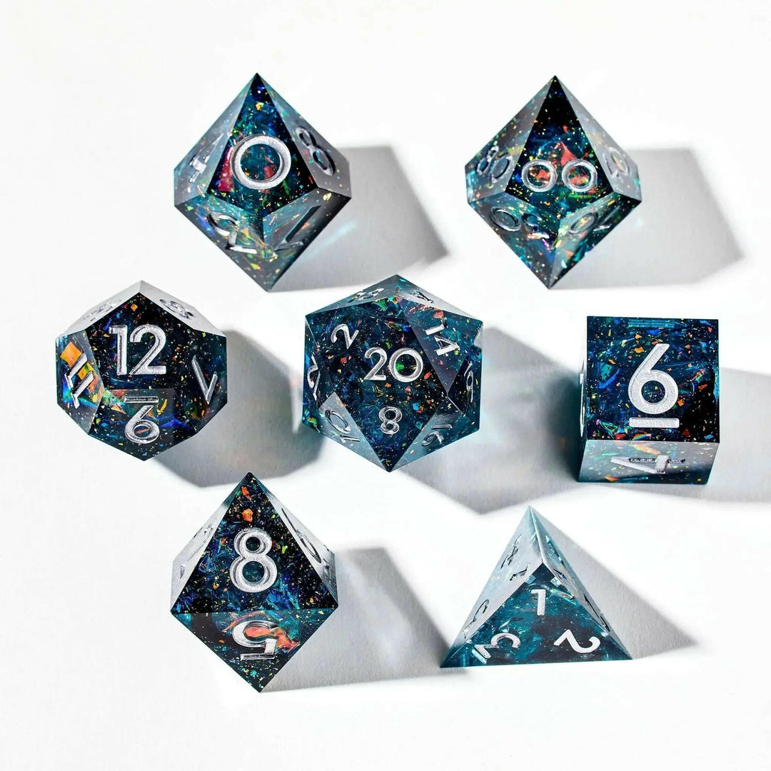 Galactic Ocean 7-Piece Polyhedral Dice Set - Dispel Dice - Premium DnD Dice & Accessories