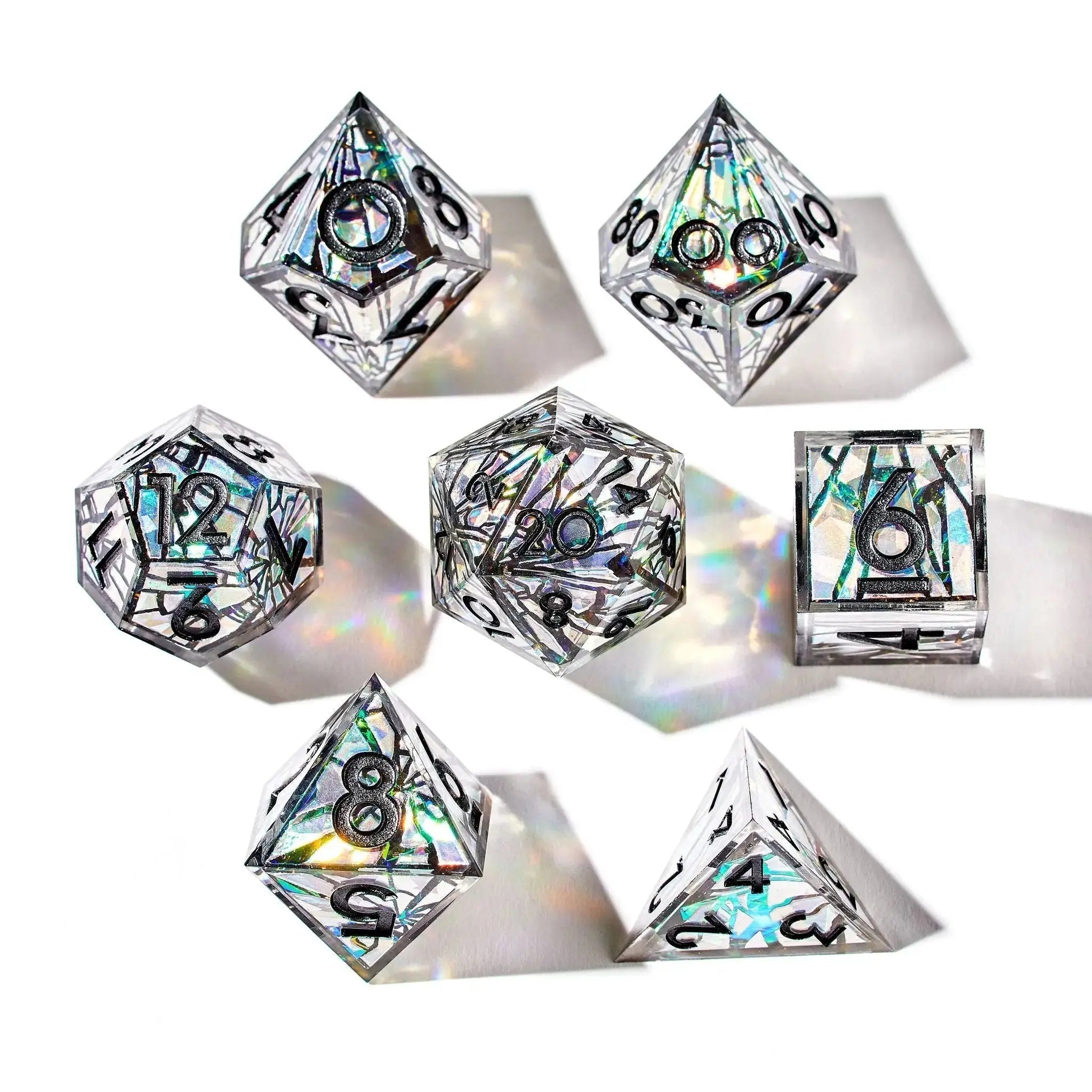 Heart of Glass 7-Piece Iconic Dice Set - Dispel Dice - Premium DnD Dice & Accessories