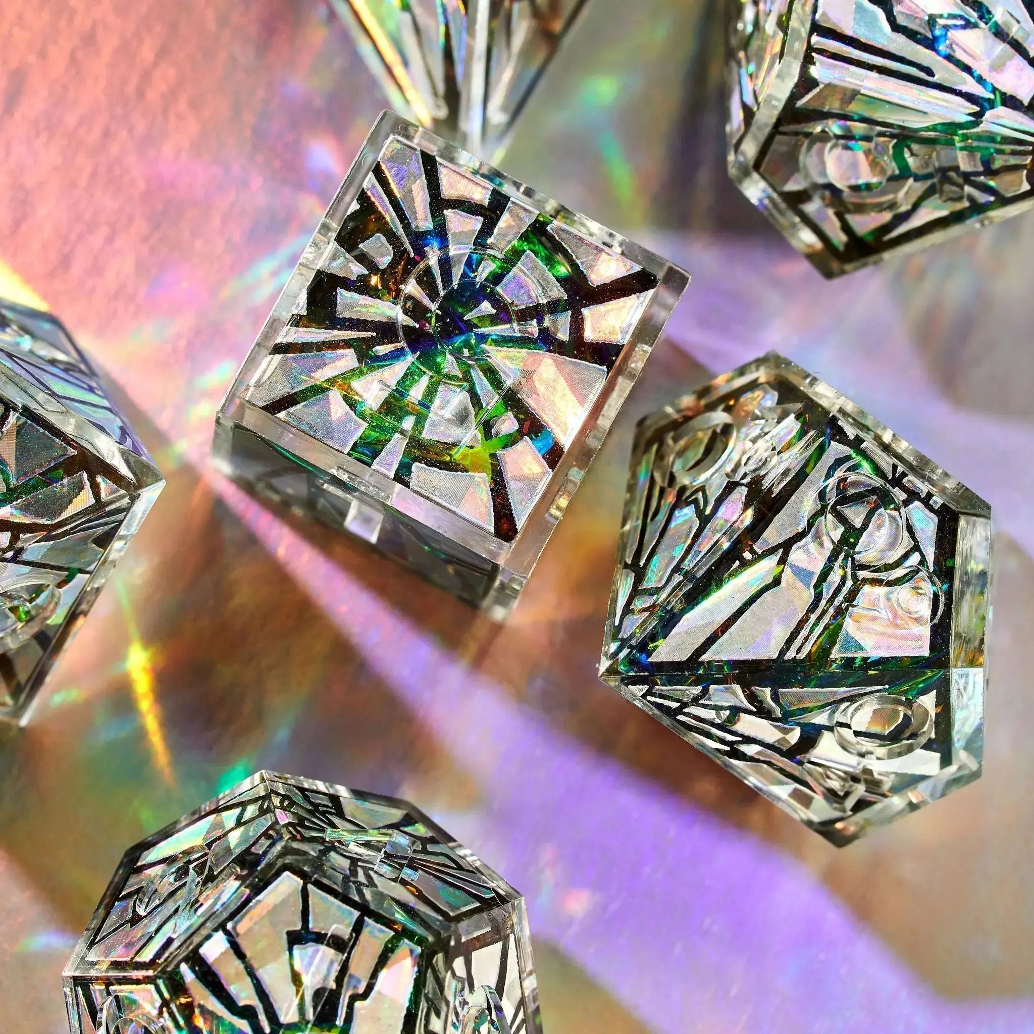 Heart of Glass 7-Piece Iconic Dice Set - Dispel Dice - Premium DnD Dice & Accessories