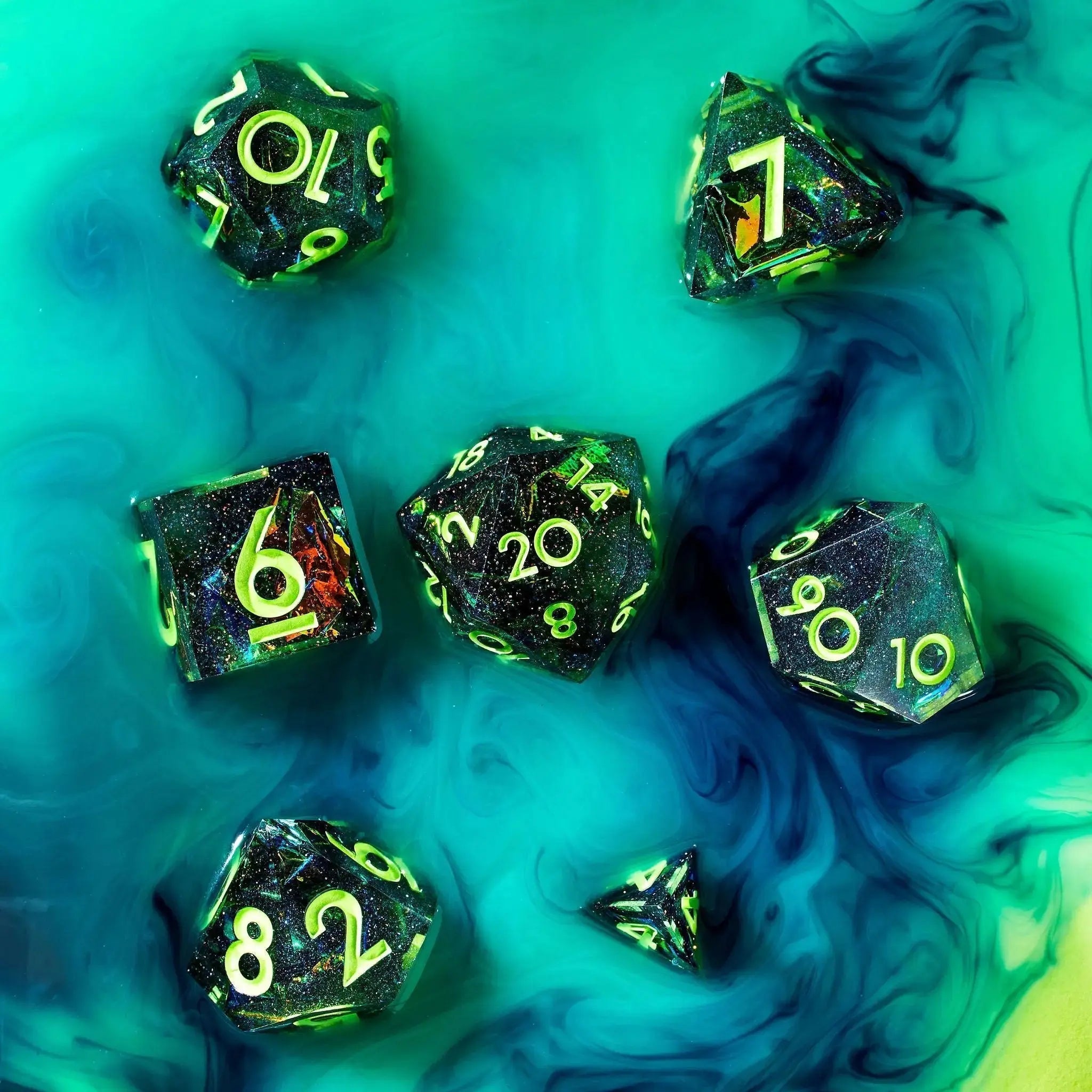 Hex 7-Piece Polyhedral Dice Set - Dispel Dice - Premium DnD Dice & Accessories