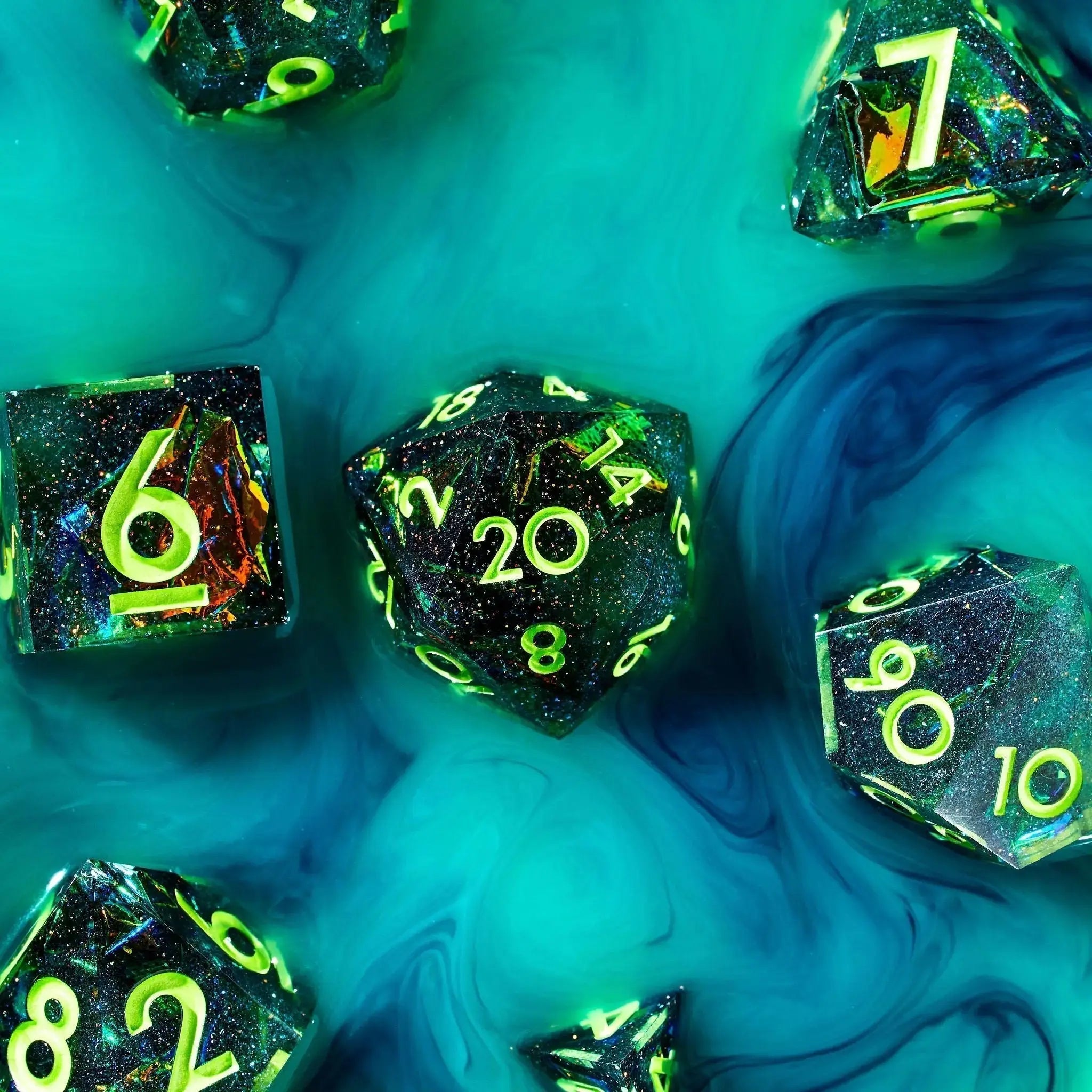 Hex 7-Piece Polyhedral Dice Set - Dispel Dice - Premium DnD Dice & Accessories