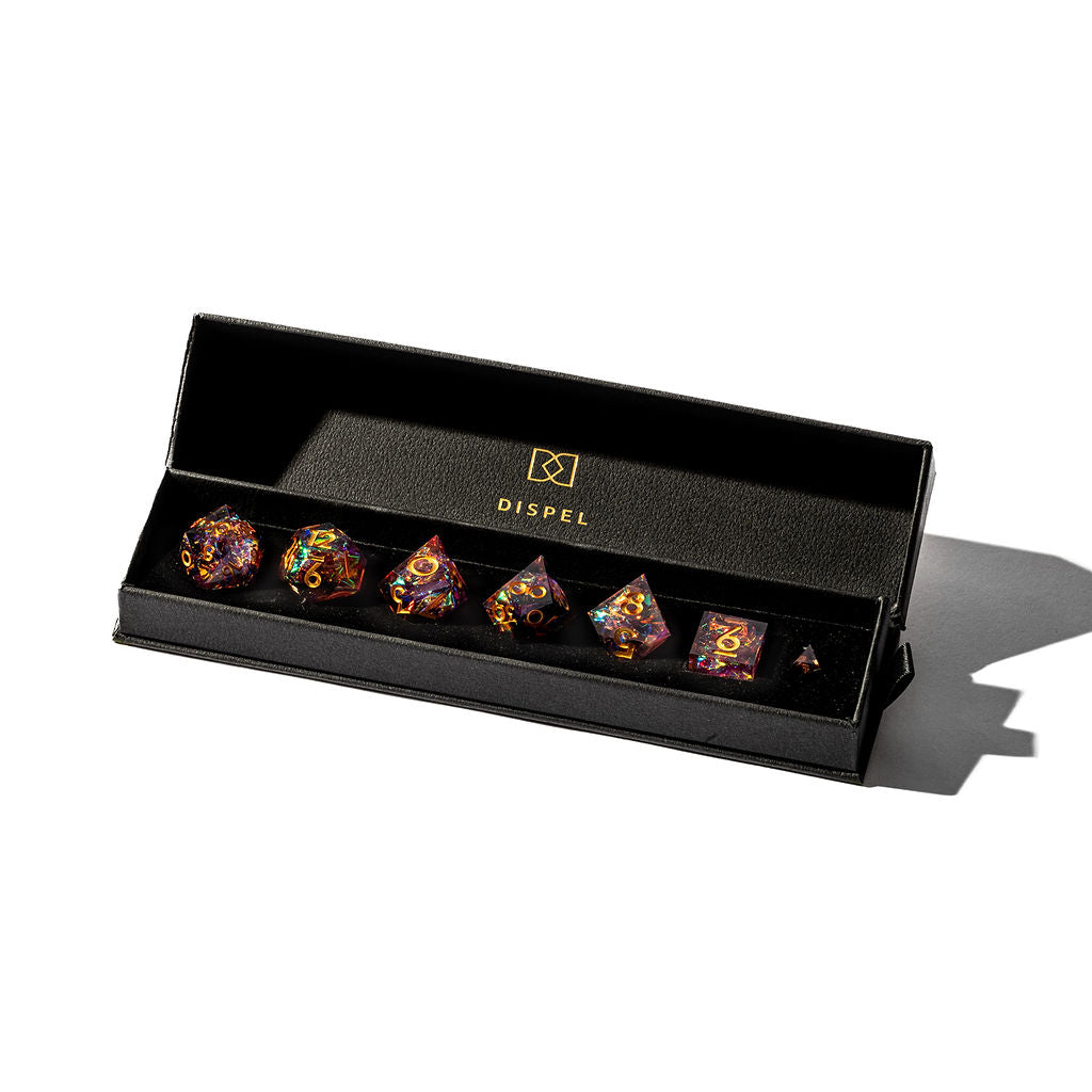 Magenta Inferno 7-Piece Polyhedral Dice Set - Dispel Dice - Premium DnD Dice & Accessories # #
