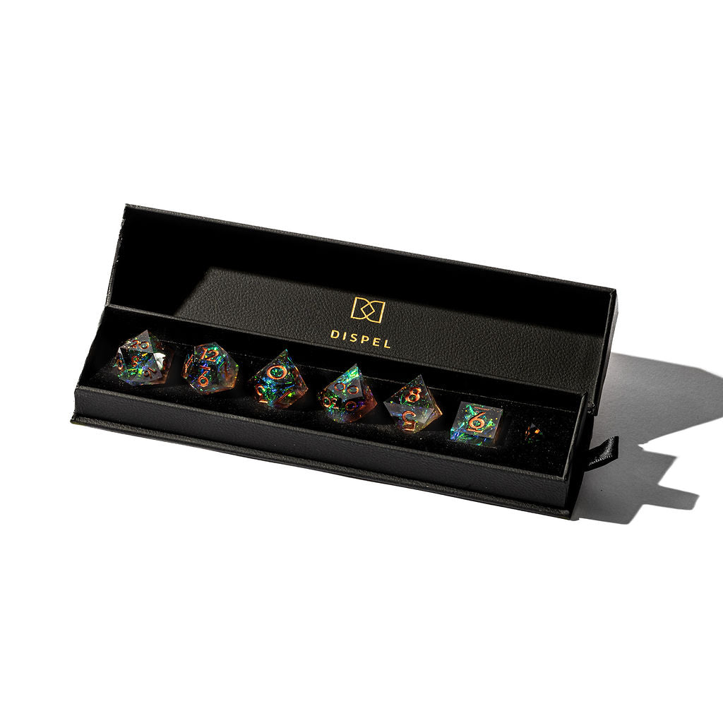 Black Emerald 7-Piece Polyhedral Dice Set - Dispel Dice - Premium DnD Dice & Accessories # #