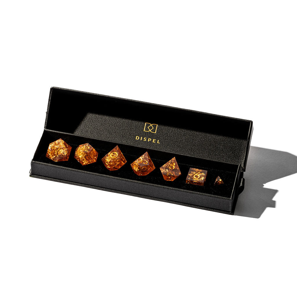Royal Honey 7-Piece Polyhedral Dice Set - Dispel Dice - Premium DnD Dice & Accessories # #