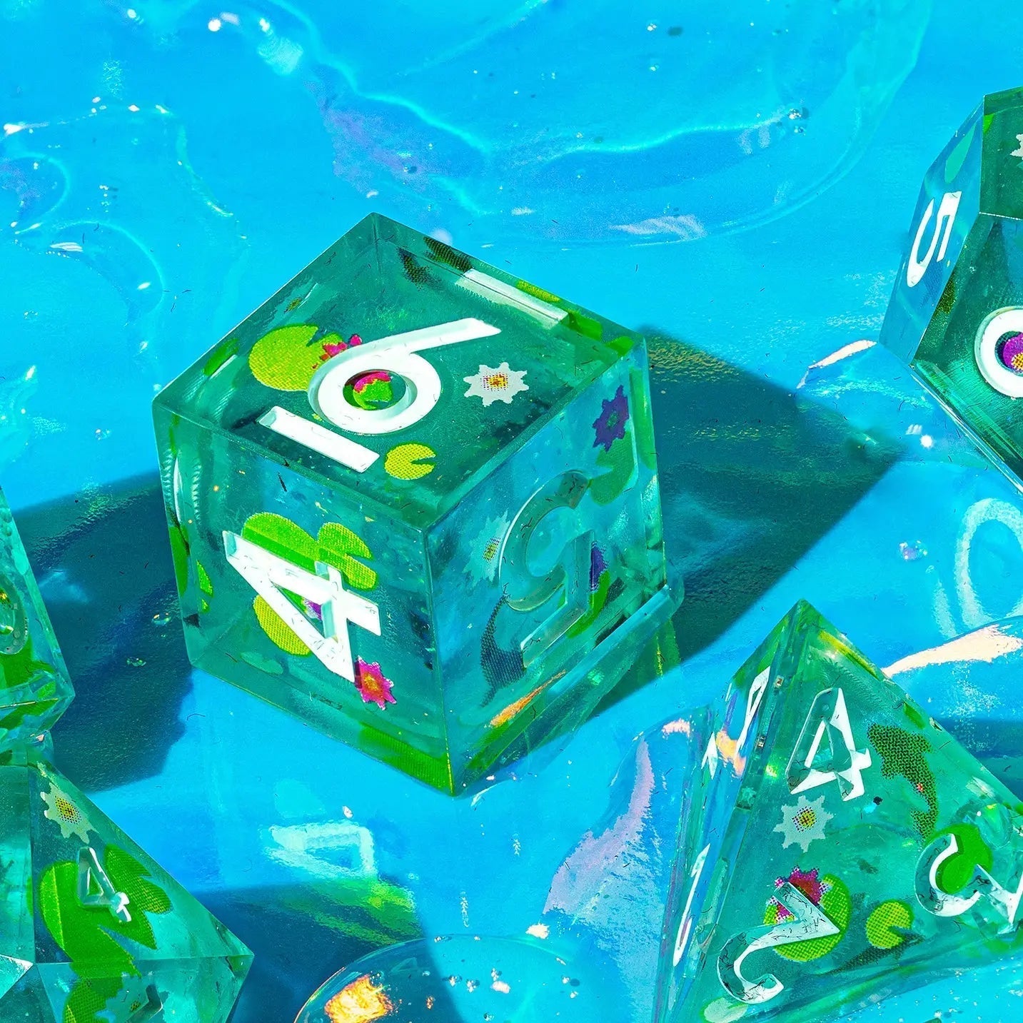 Koi Pond 7-Piece Sharp Edge Polyhedral Dice Set - Dispel Dice - Premium DnD Dice & Accessories