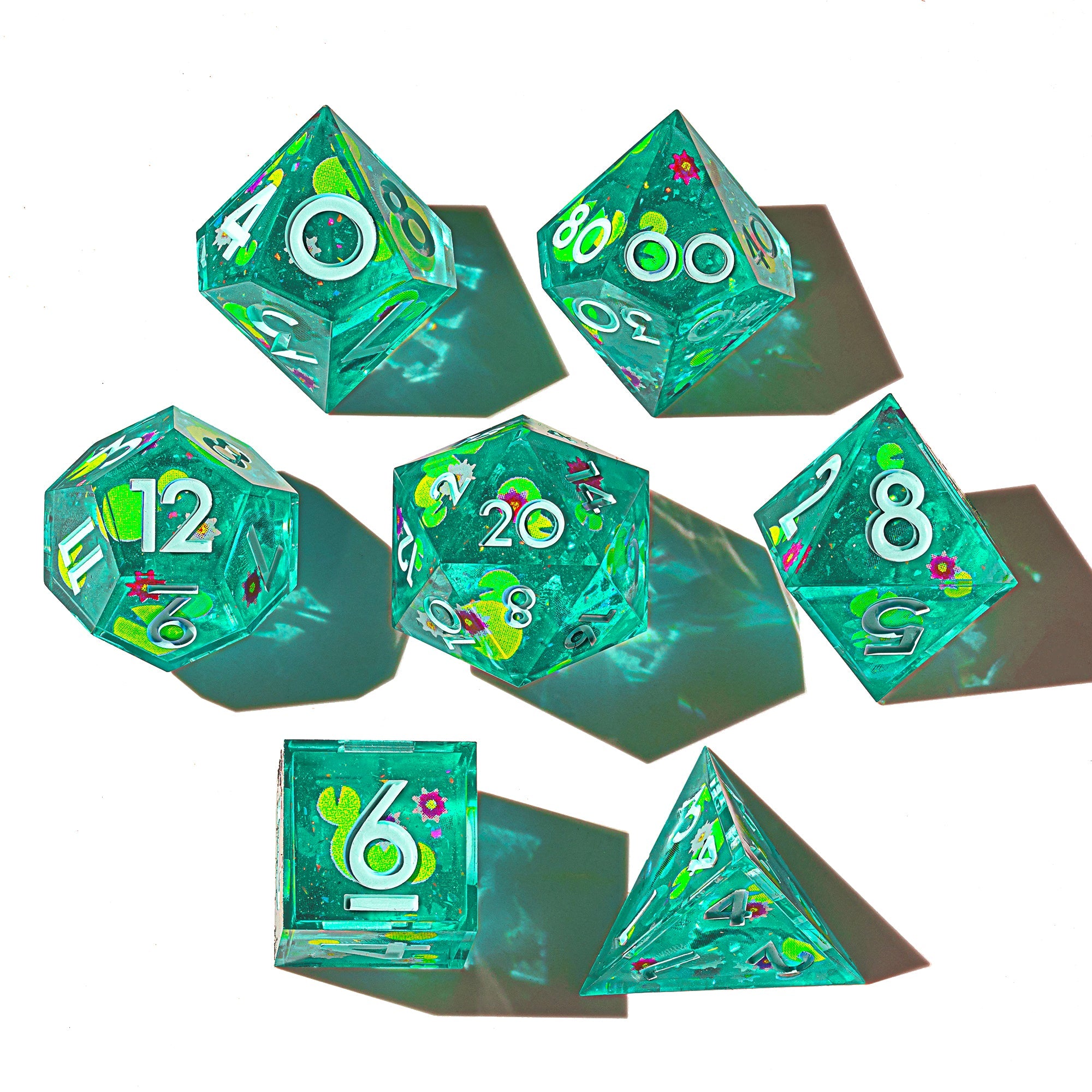Koi Pond 7-Piece Sharp Edge Polyhedral Dice Set - Dispel Dice - Premium DnD Dice & Accessories