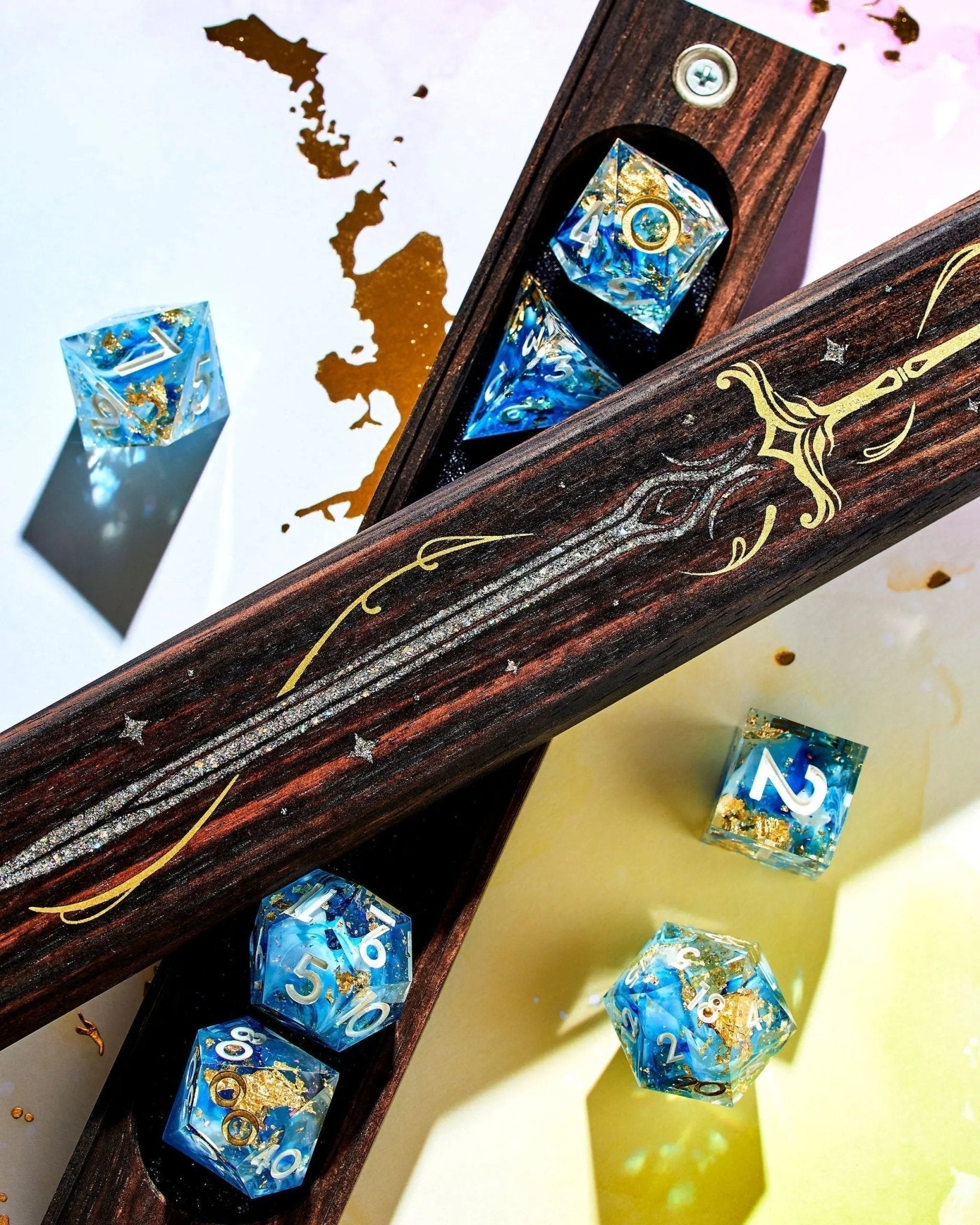 Long Sword Dice Vault in Macassar Ebony by Wyrmwood x Dispel - Dispel Dice - Premium DnD Dice & Accessories