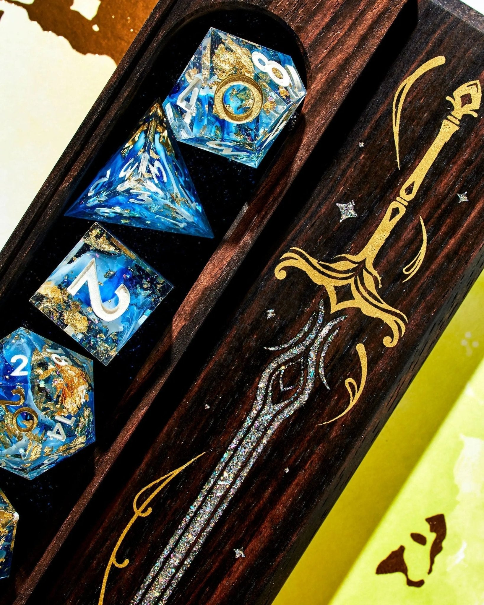 Long Sword Dice Vault in Macassar Ebony by Wyrmwood x Dispel - Dispel Dice - Premium DnD Dice & Accessories