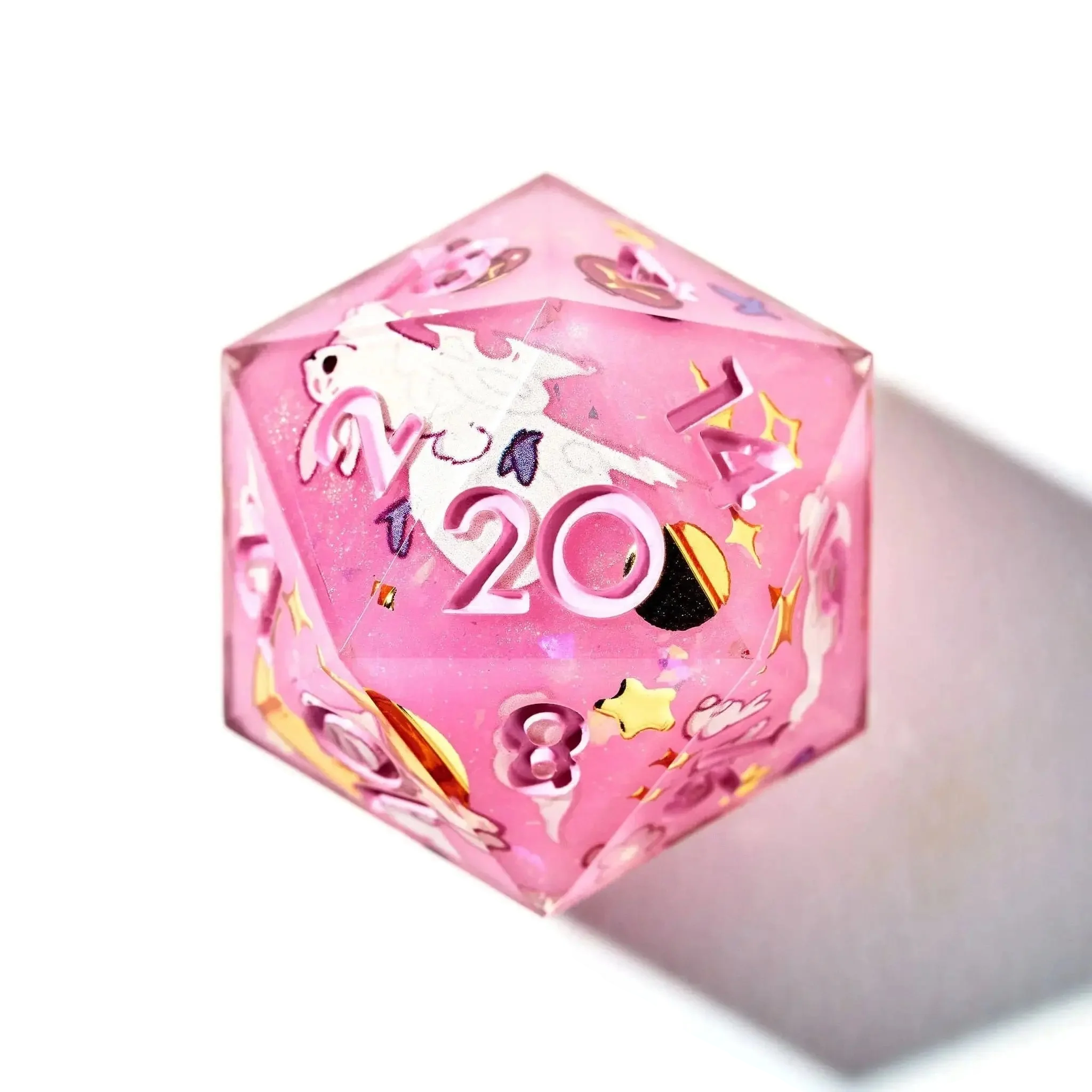 Lunar Bunnies 7-Piece Iconic Pink Dice Set - Dispel Dice - Premium DnD Dice & Accessories # #