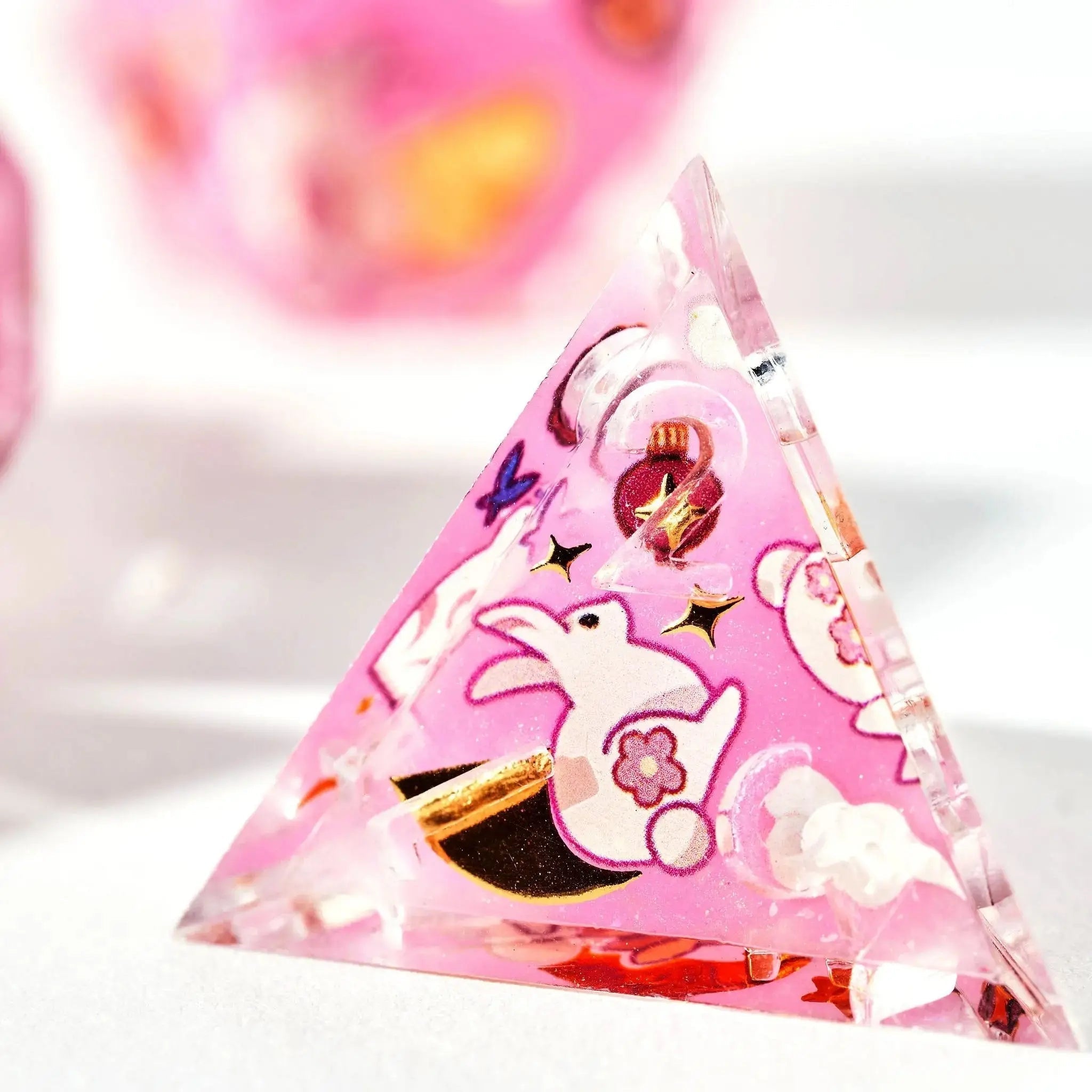 Lunar Bunnies 7-Piece Iconic Pink Dice Set - Dispel Dice - Premium DnD Dice & Accessories