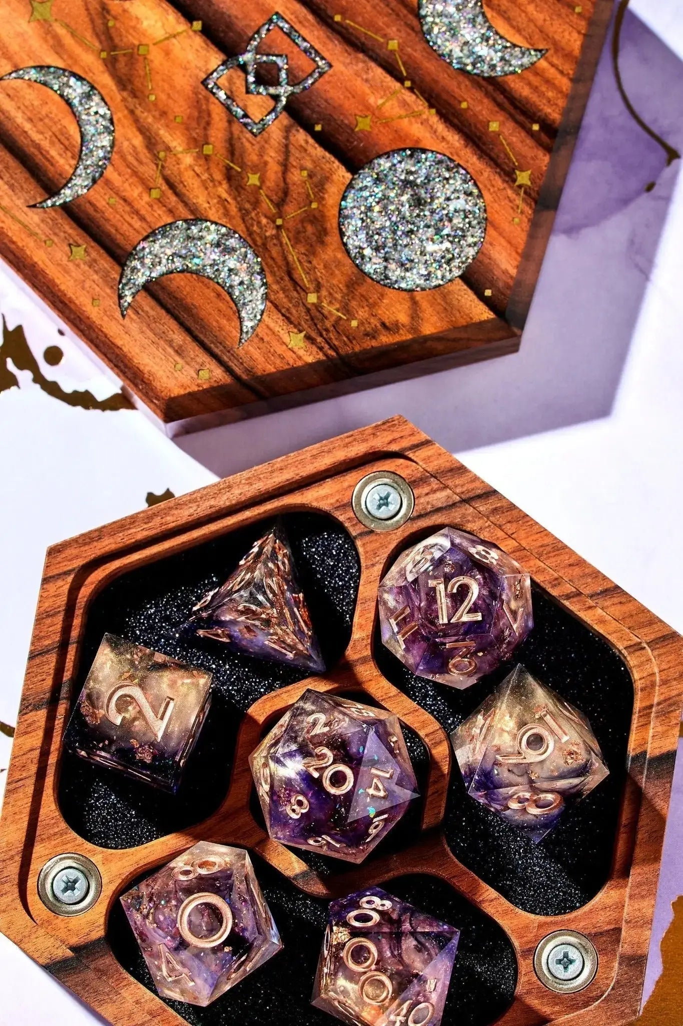 Lunar Tabletop Dice Vault in Bolivian Rosewood by Wyrmwood Gaming x Dispel Dice - Dispel Dice - Premium DnD Dice & Accessories