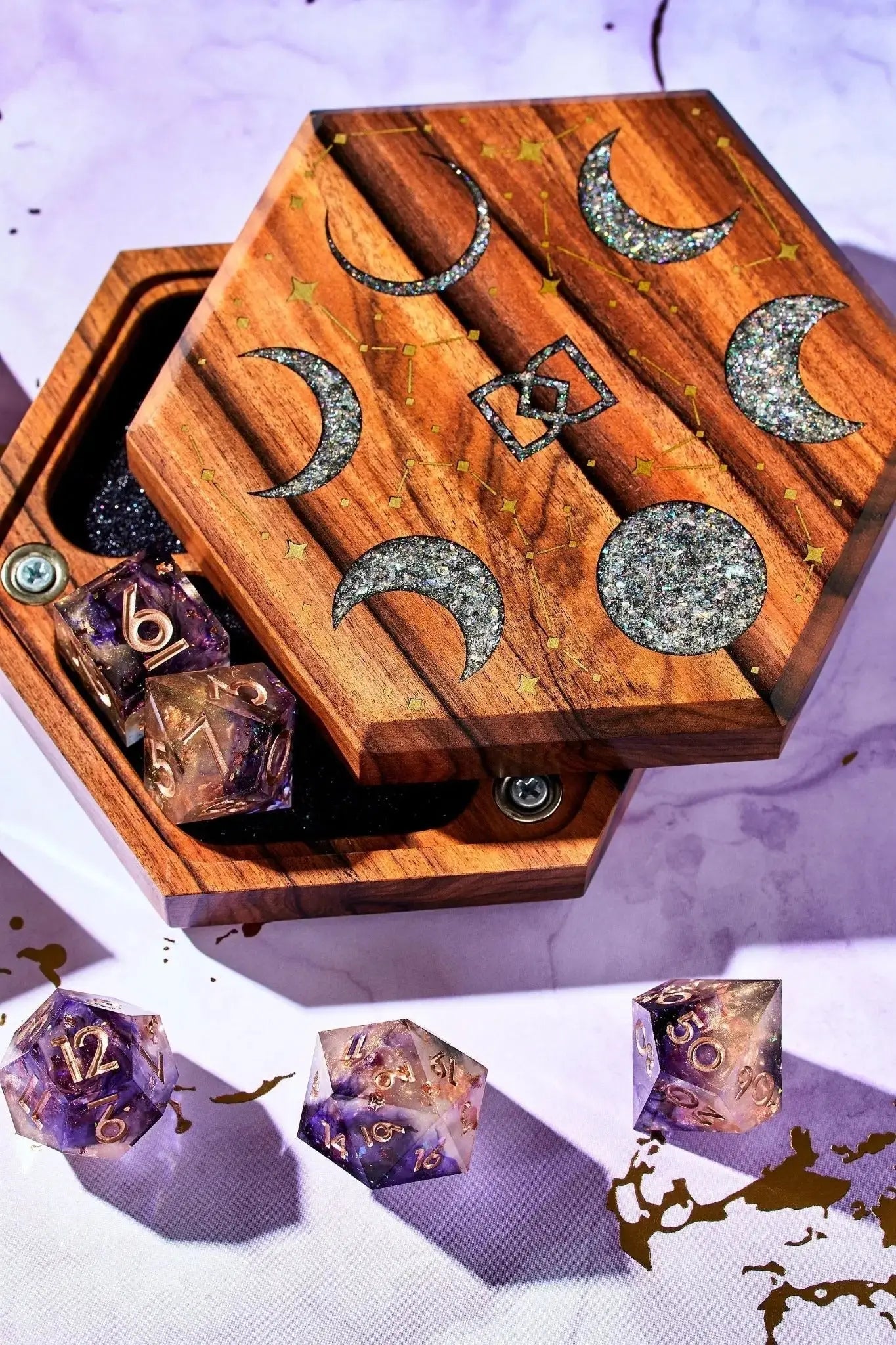 Lunar Tabletop Dice Vault in Bolivian Rosewood by Wyrmwood Gaming x Dispel Dice - Dispel Dice - Premium DnD Dice & Accessories