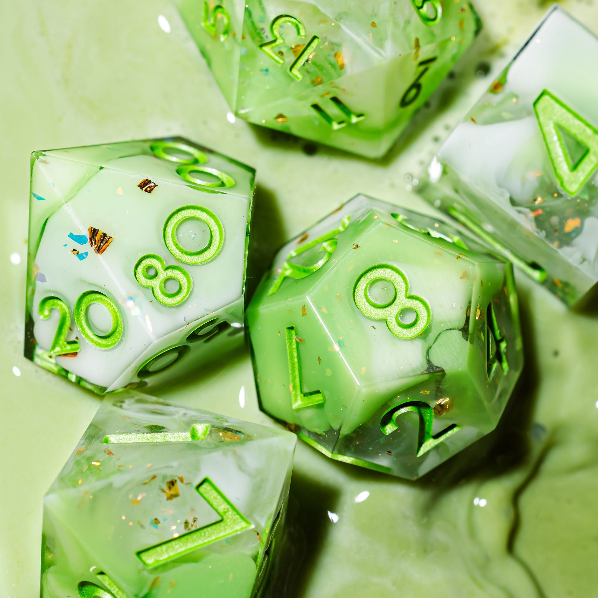 Matcha 7-Piece Polyhedral Set - Dispel Dice - Premium DnD Dice & Accessories # #