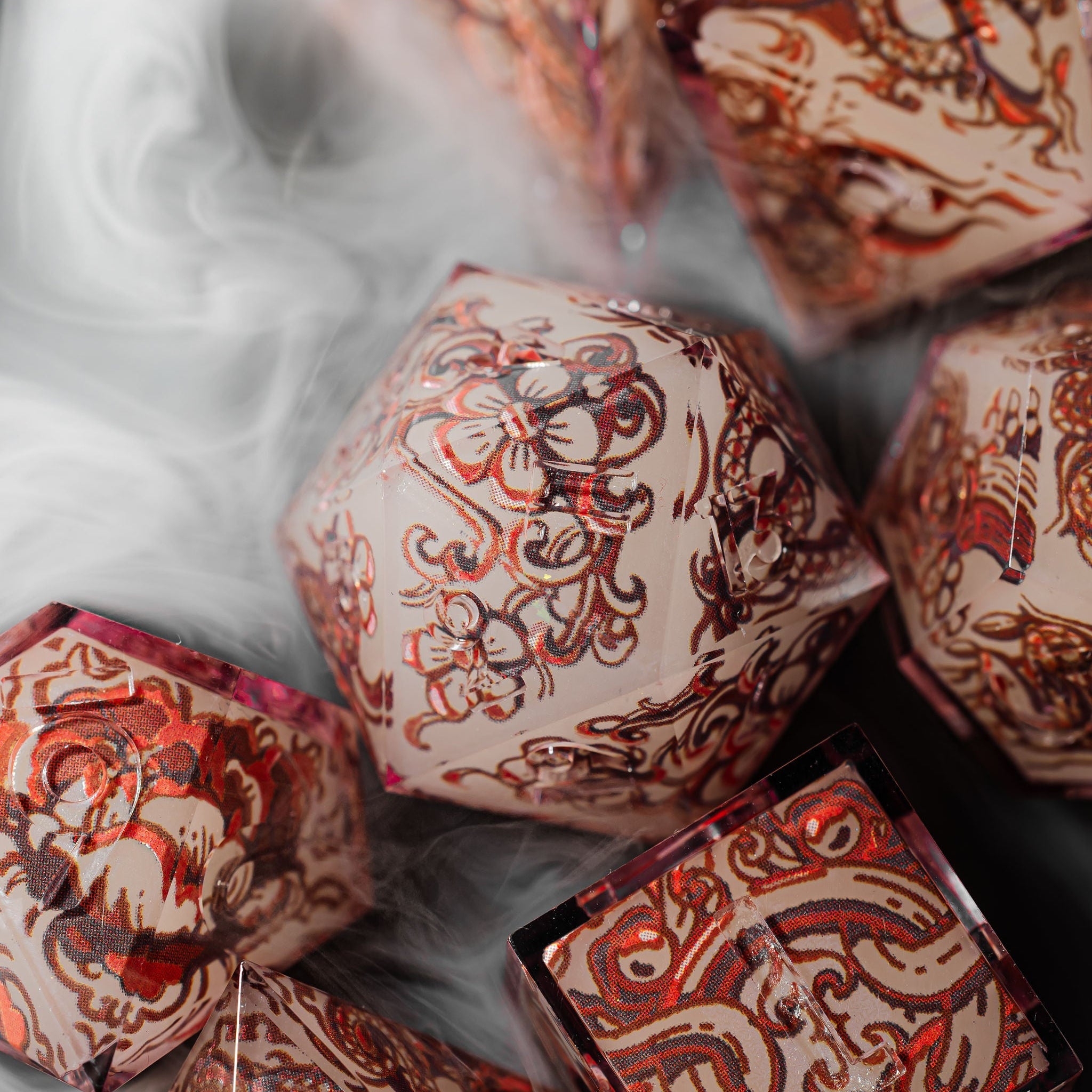 Red Jade 7-Piece Glow In The Dark Iconic Dice Set - Dispel Dice - Premium DnD Dice & Accessories # #