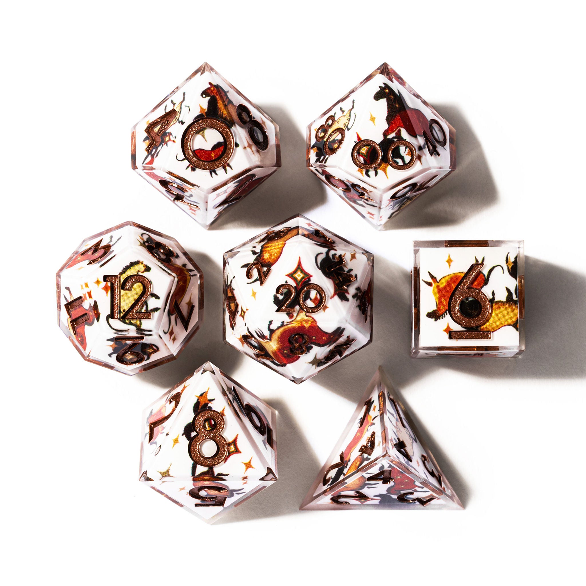 Paleolithic Horses 7-Piece Iconic Dice Set - Dispel Dice - Premium DnD Dice & Accessories # #