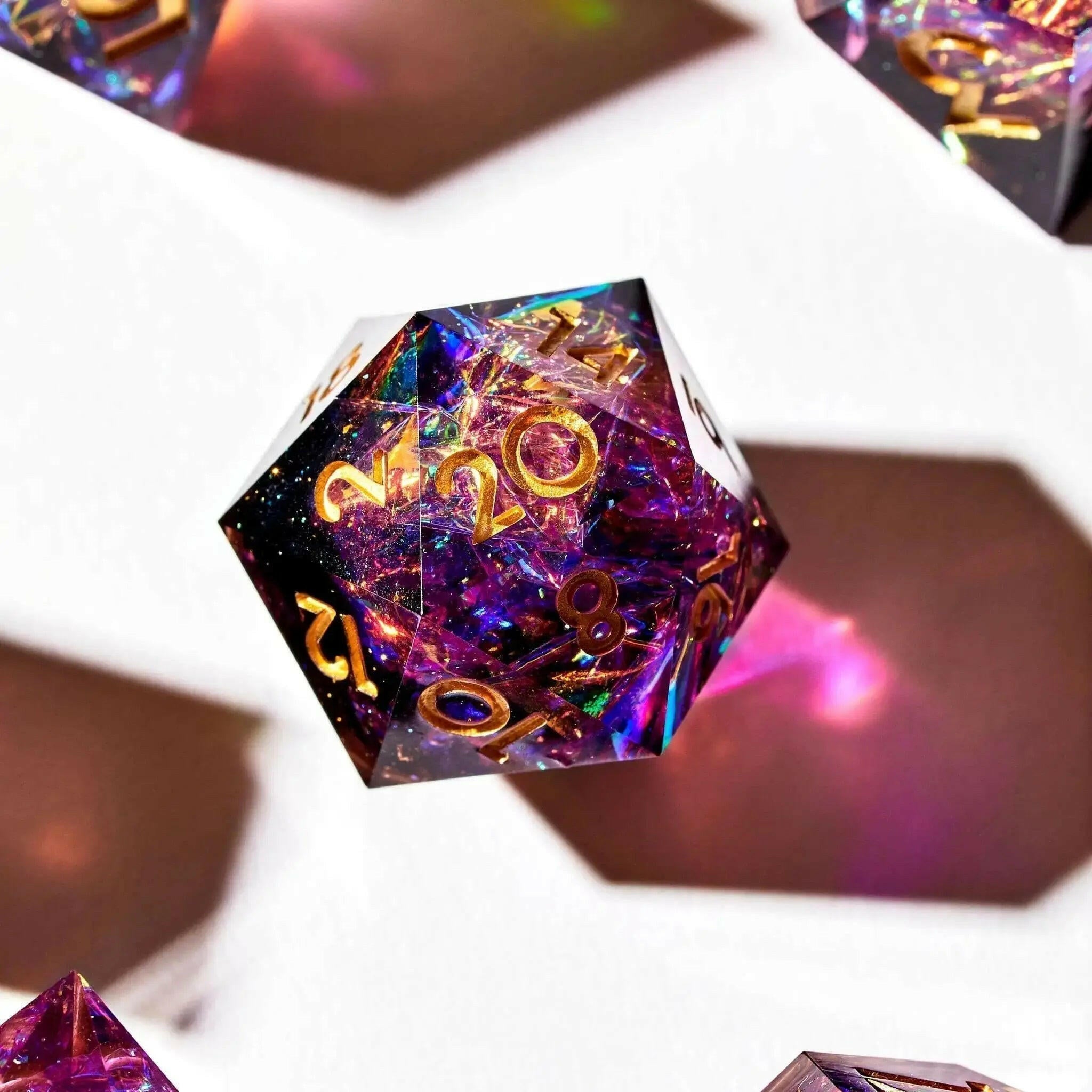 Magenta Inferno 7-Piece Polyhedral Dice Set - Dispel Dice - Premium DnD Dice & Accessories