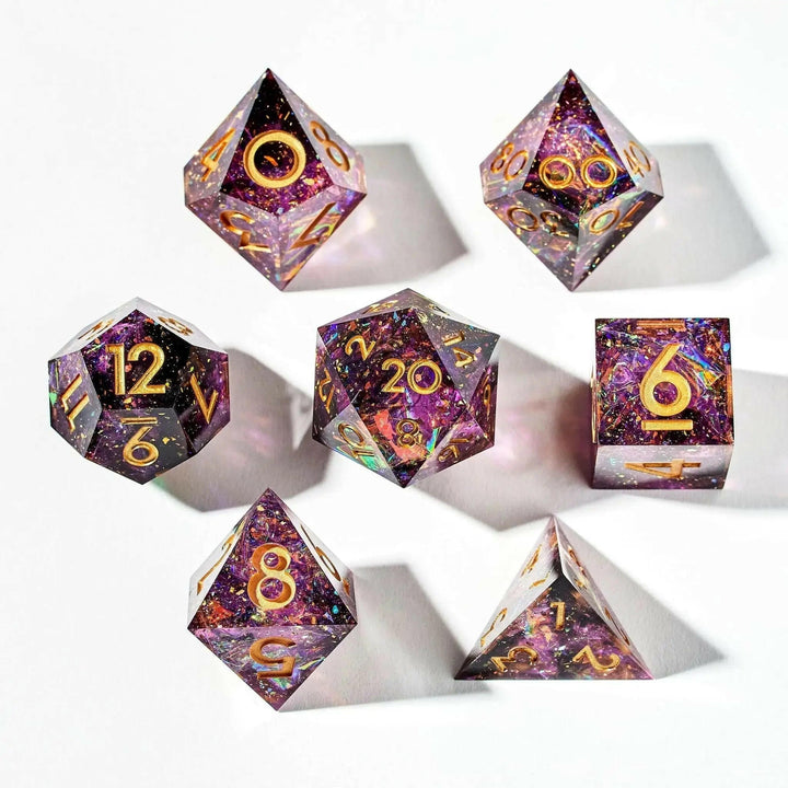 Magenta Inferno 7-Piece Polyhedral Dice Set - Dispel Dice - Premium DnD Dice & Accessories