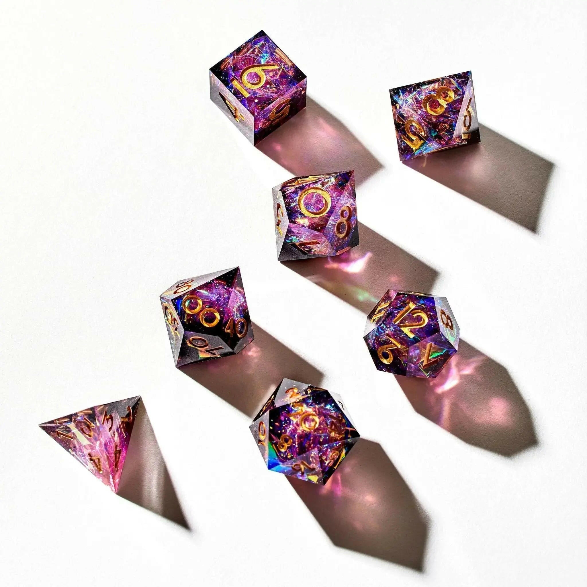 Magenta Inferno 7-Piece Polyhedral Dice Set - Dispel Dice - Premium DnD Dice & Accessories