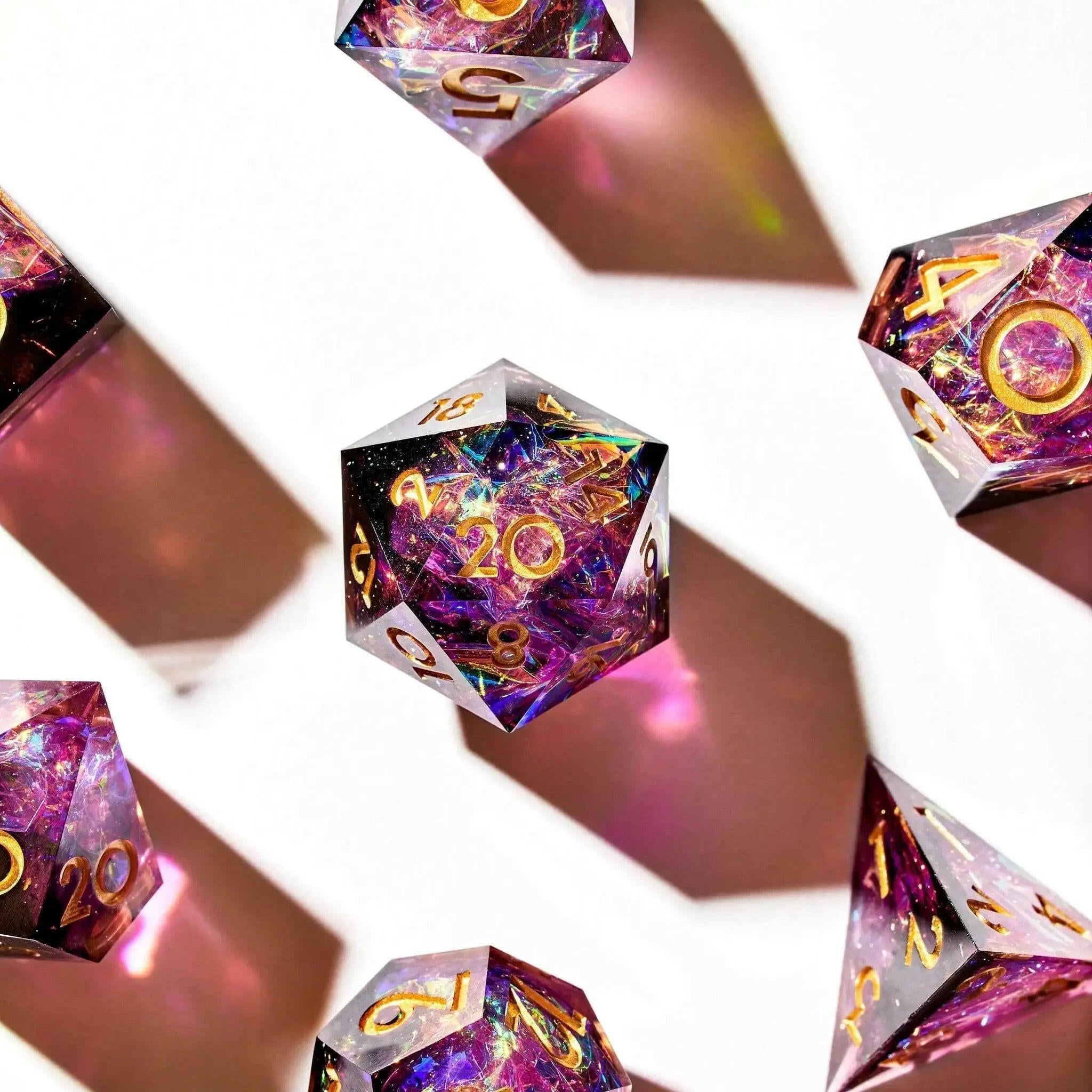 Magenta Inferno 7-Piece Polyhedral Dice Set - Dispel Dice - Premium DnD Dice & Accessories