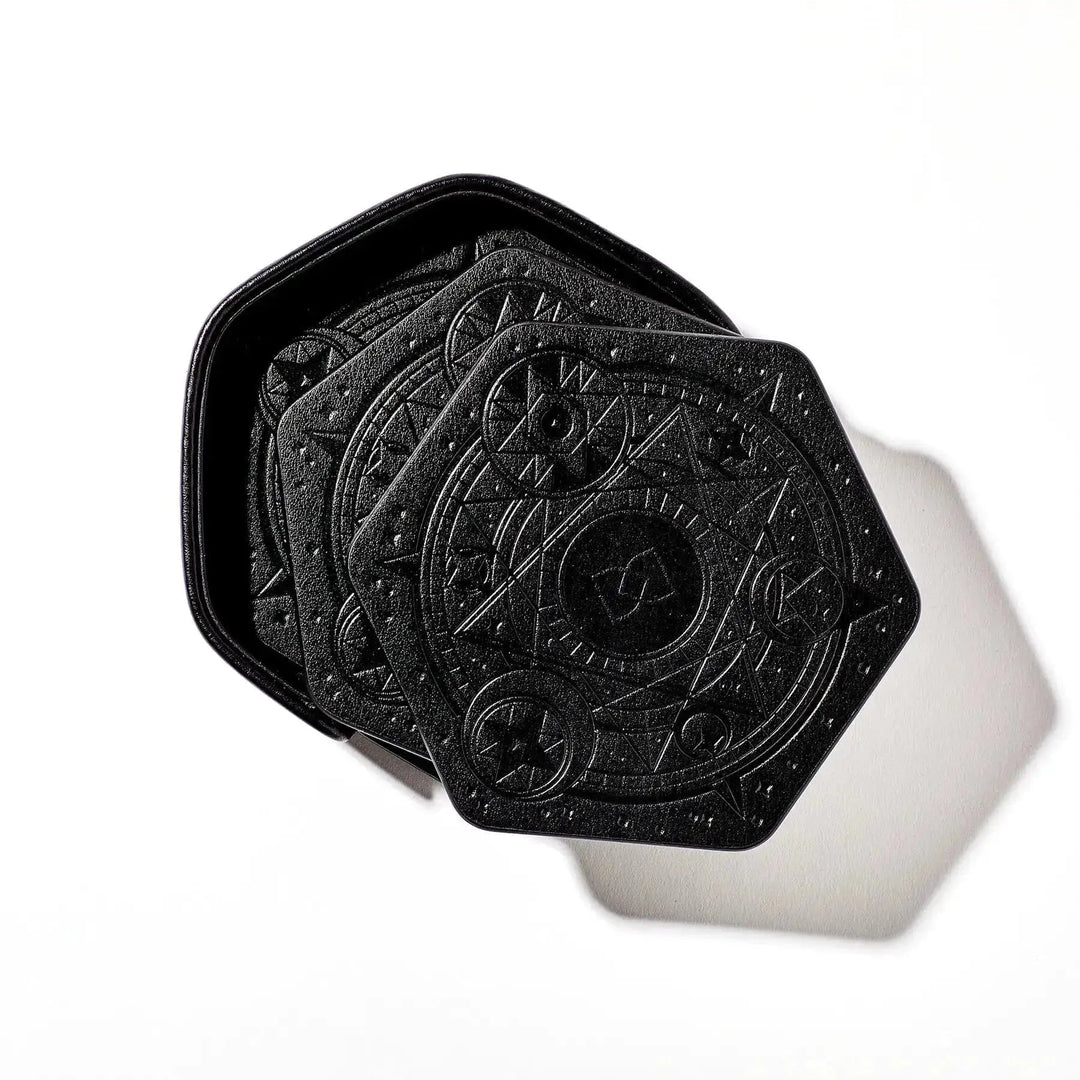Magical Circle Coasters - Black (4 ct.) - Dispel Dice - Premium DnD Dice & Accessories