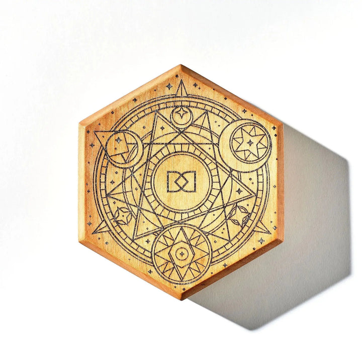 Magical Circle Tabletop Dice Vault in Cherry by Wyrmwood x Dispel - Dispel Dice - Premium DnD Dice & Accessories