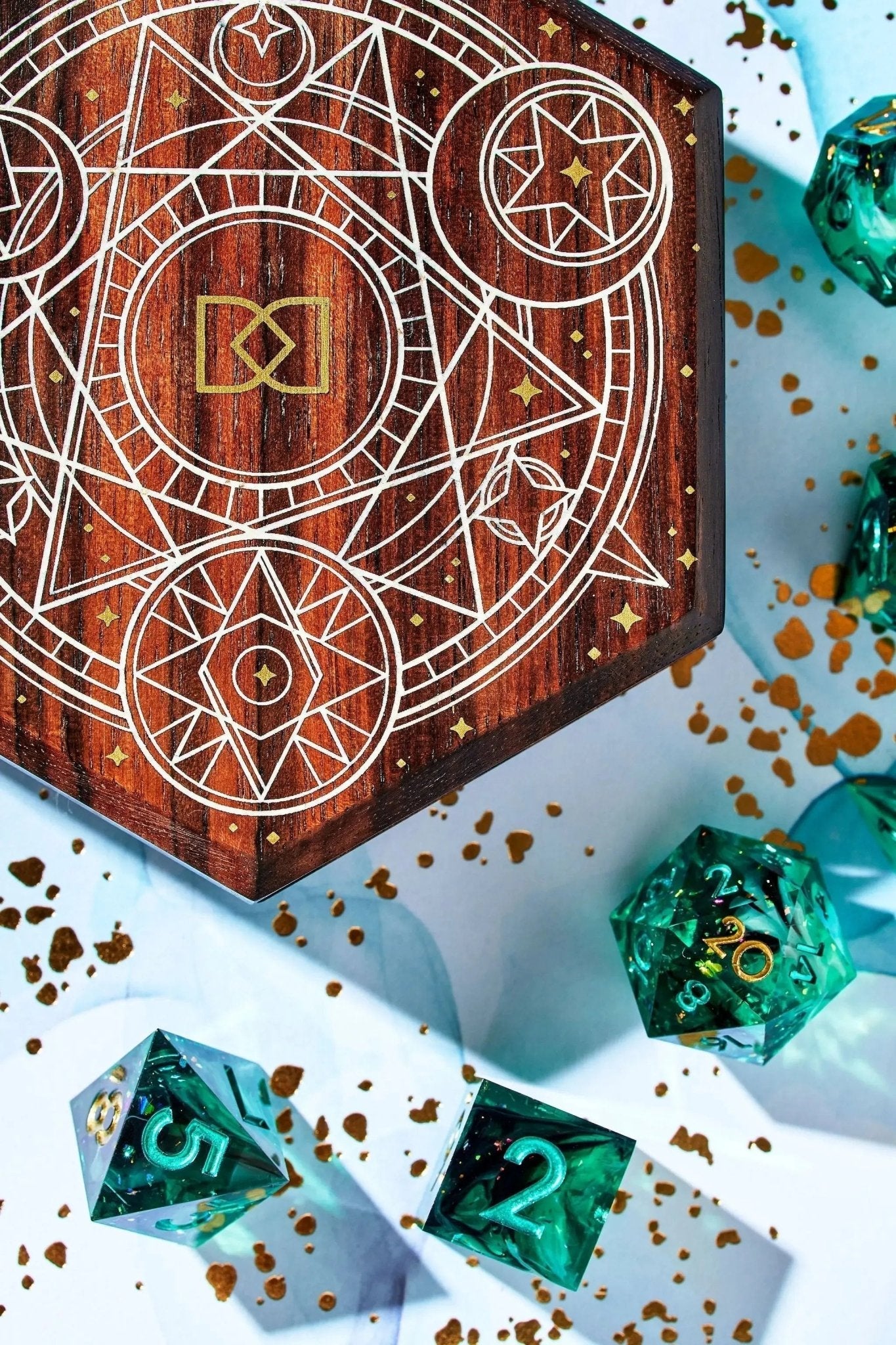 Magical Circle Tabletop Dice Vault in Macassar Ebony by Wyrmwood x Dispel - Dispel Dice - Premium DnD Dice & Accessories