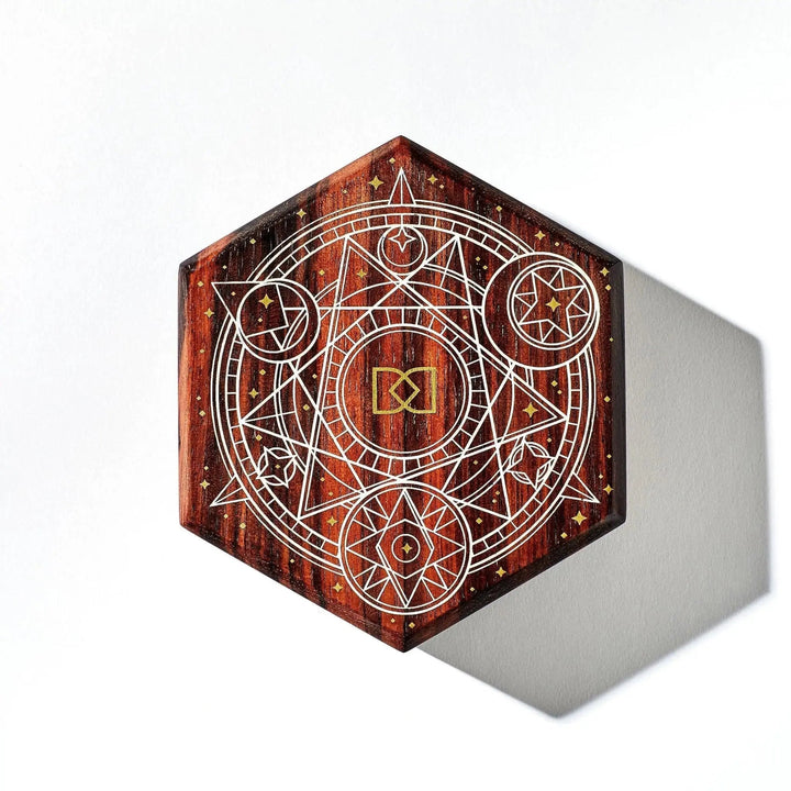 Magical Circle Tabletop Dice Vault in Macassar Ebony by Wyrmwood x Dispel - Dispel Dice - Premium DnD Dice & Accessories