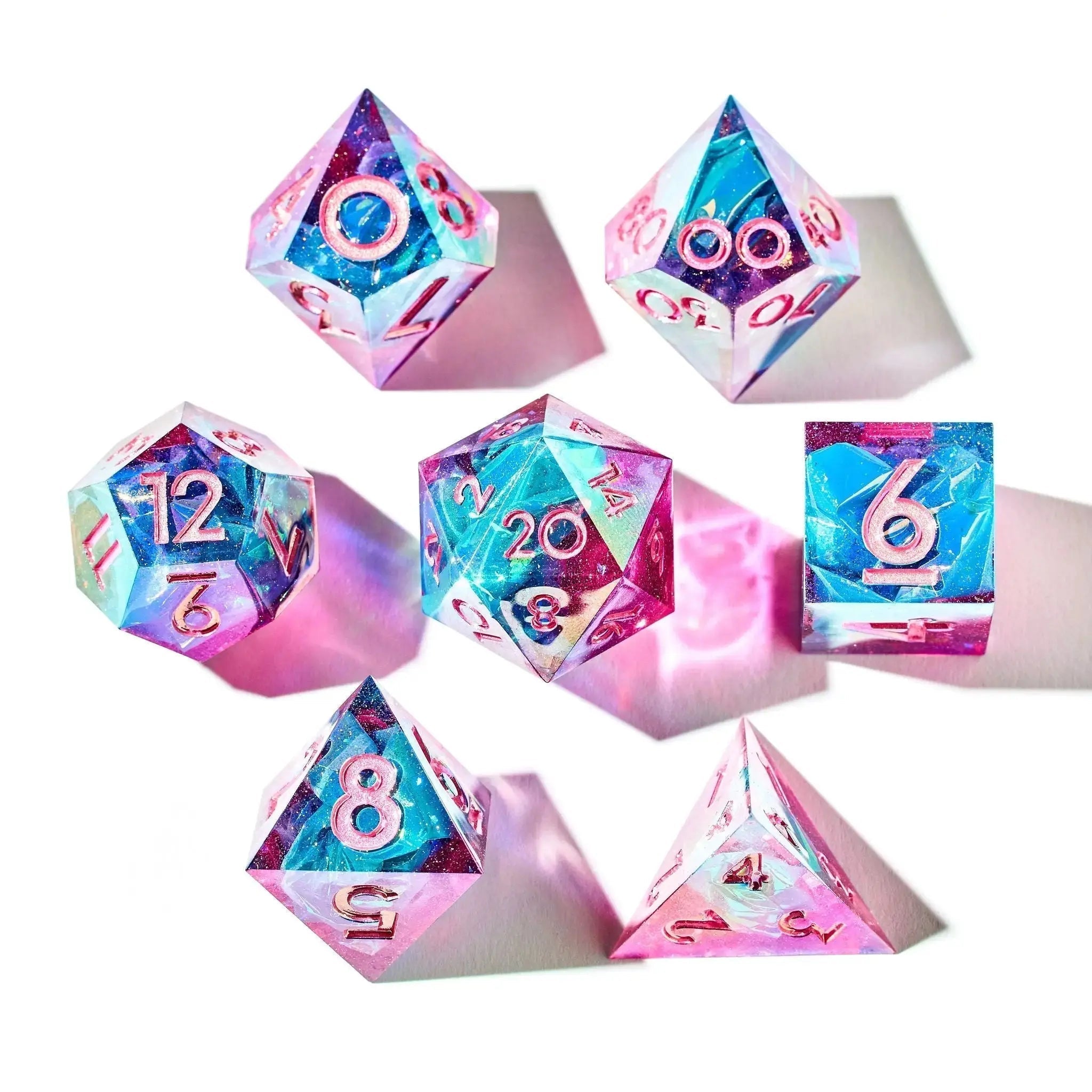 Mermaid's Laughter 7-Piece Iridescent Dice Set - Dispel Dice - Premium DnD Dice & Accessories