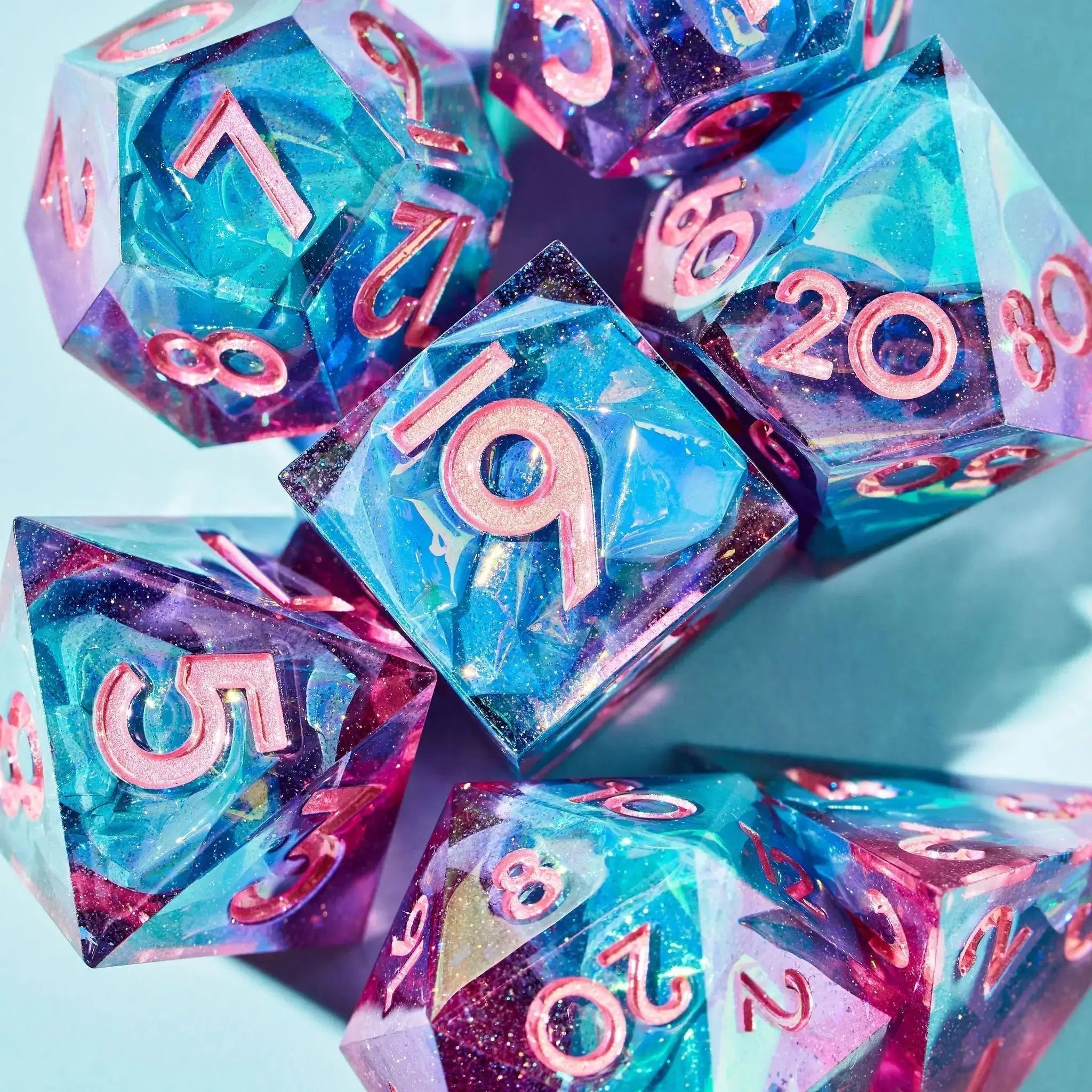 Mermaid's Laughter 7-Piece Iridescent Dice Set - Dispel Dice - Premium DnD Dice & Accessories
