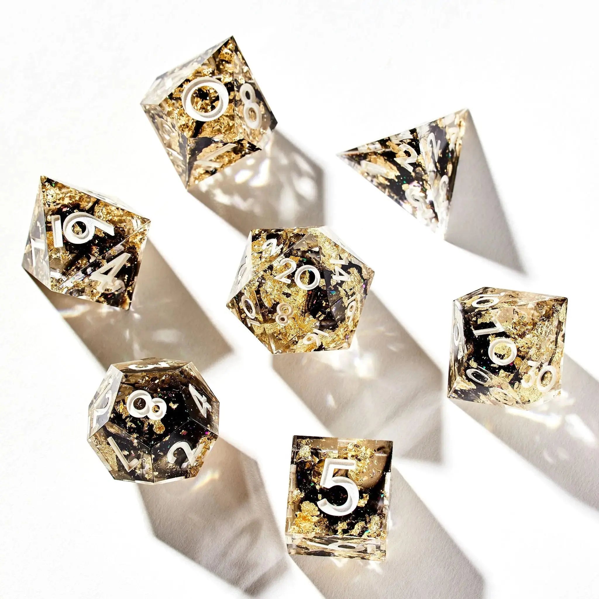 Midas Touch 7-Piece Polyhedral Dice Set - Dispel Dice - Premium DnD Dice & Accessories