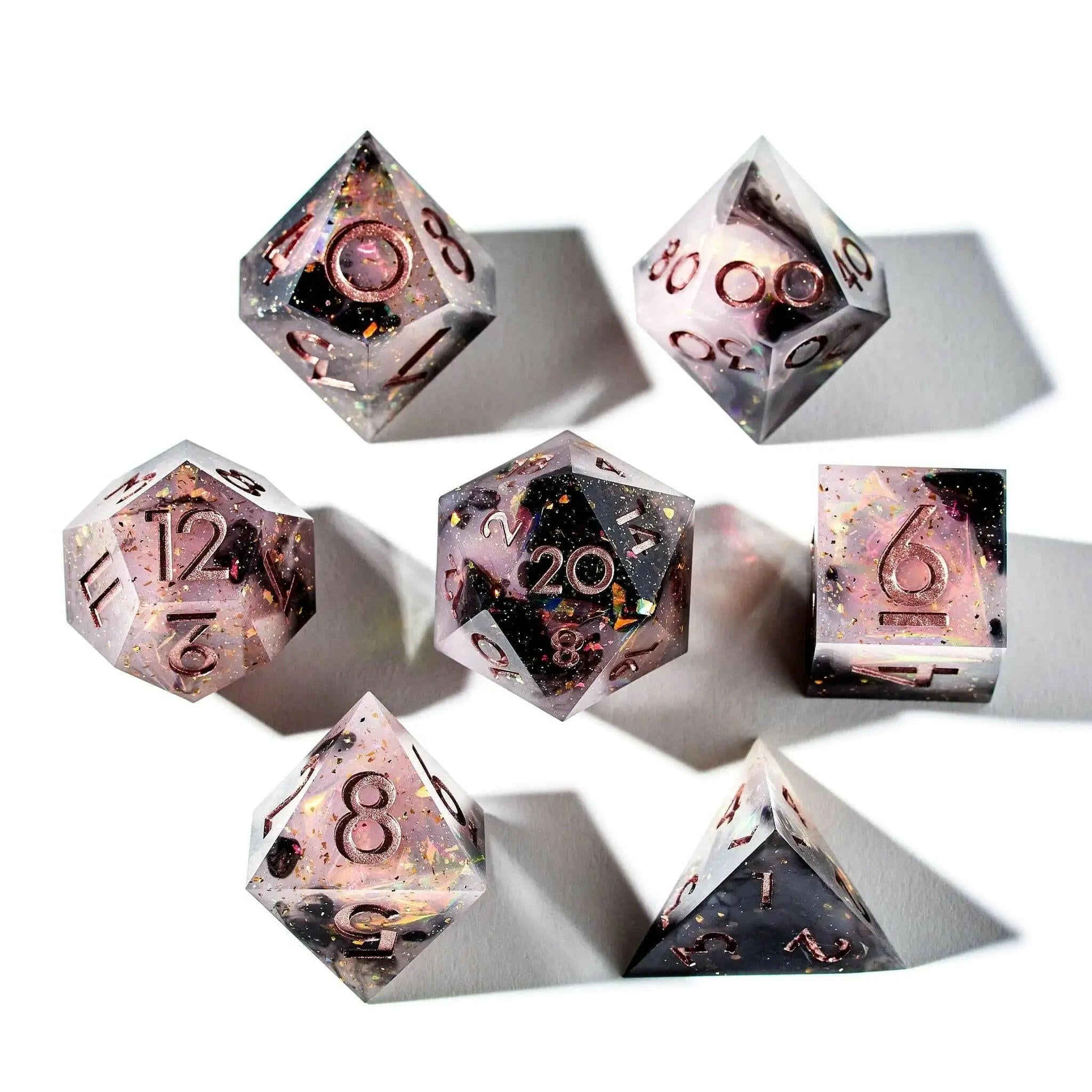 Milky Strawberry Galaxy 7-Piece Polyhedral Dice Set