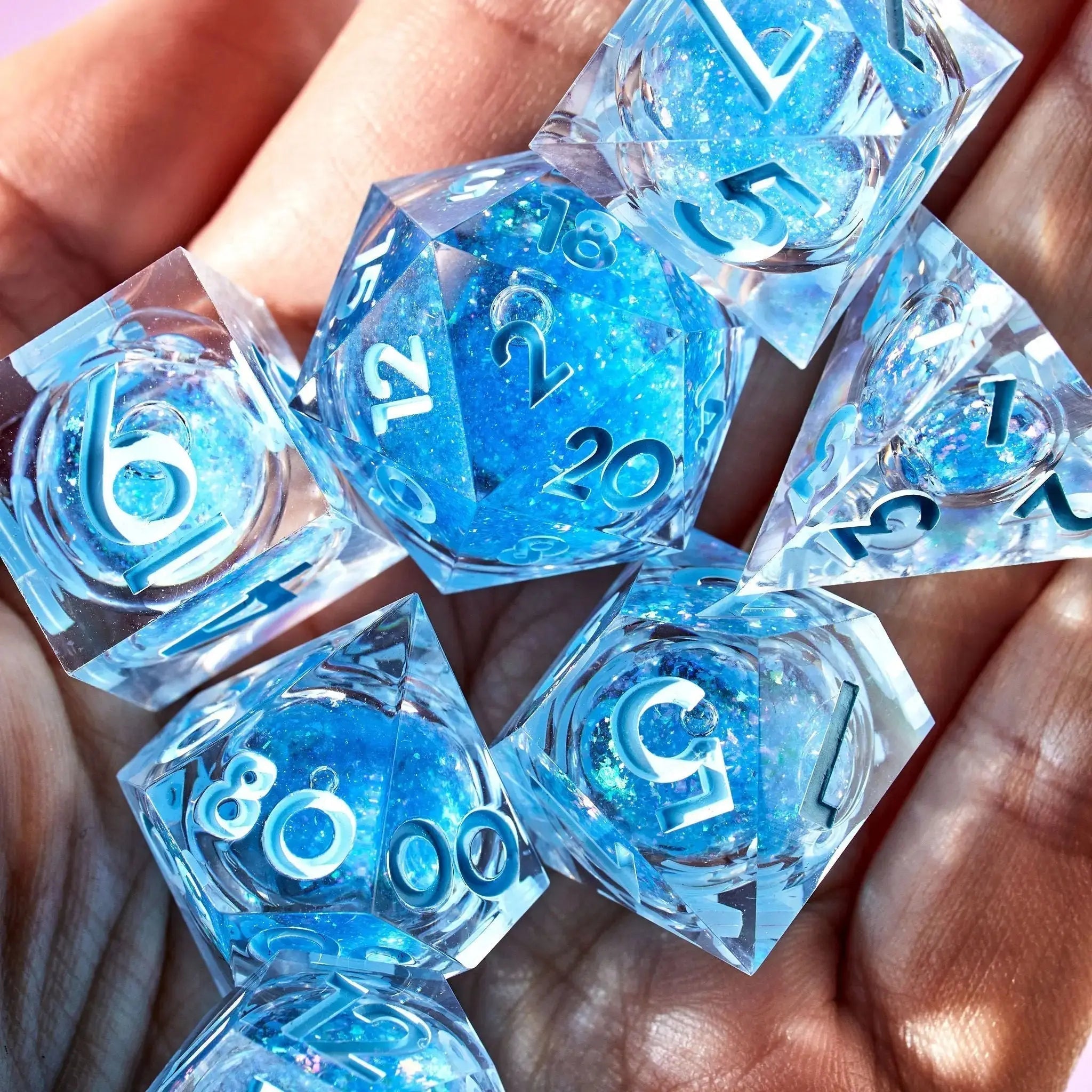 Moonwater 7-Piece Liquid Core Dice Set - Dispel Dice - Premium DnD Dice & Accessories