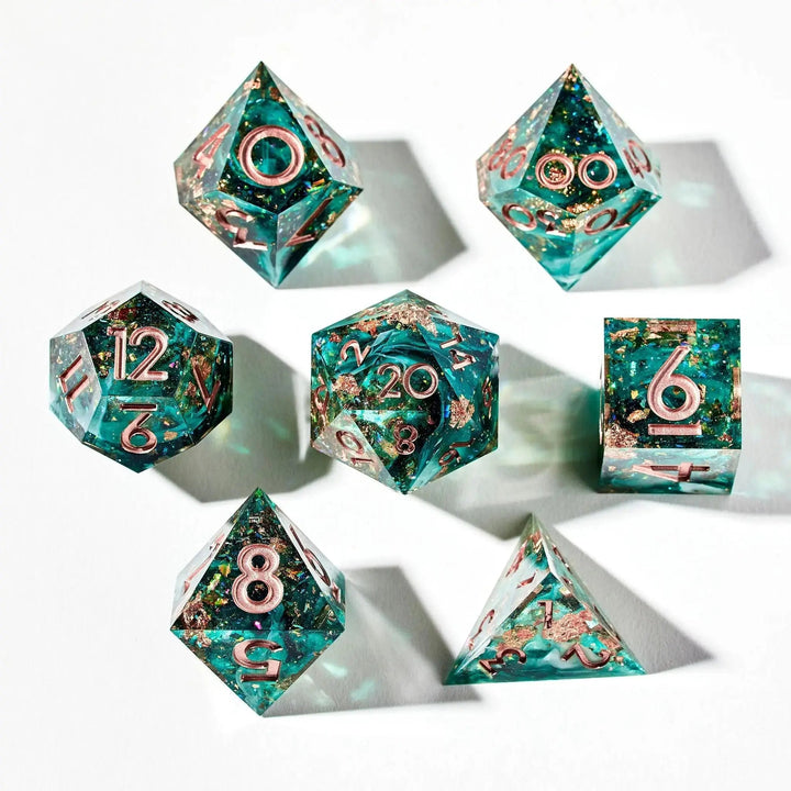 Mossy Glade 7-Piece Polyhedral Dice Set - Dispel Dice - Premium DnD Dice & Accessories