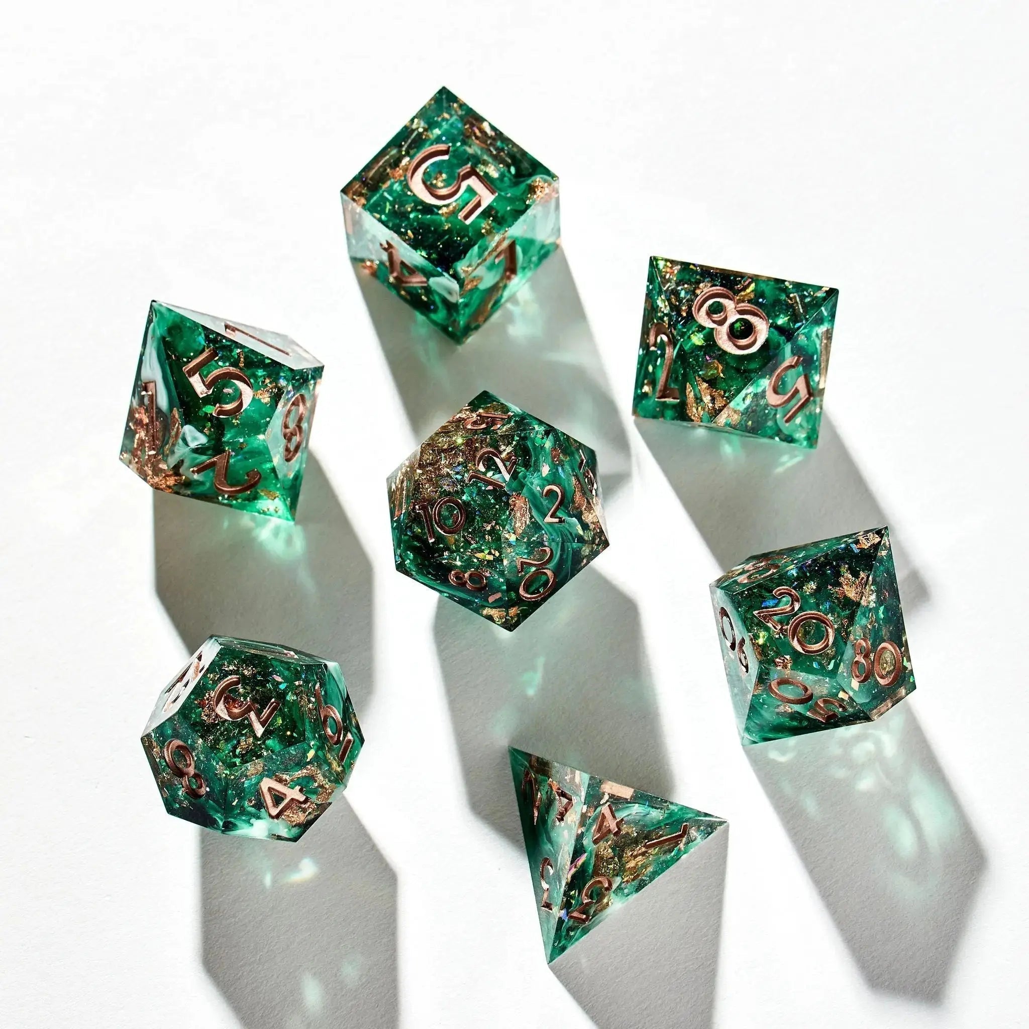 Mossy Glade 7-Piece Polyhedral Dice Set - Dispel Dice - Premium DnD Dice & Accessories