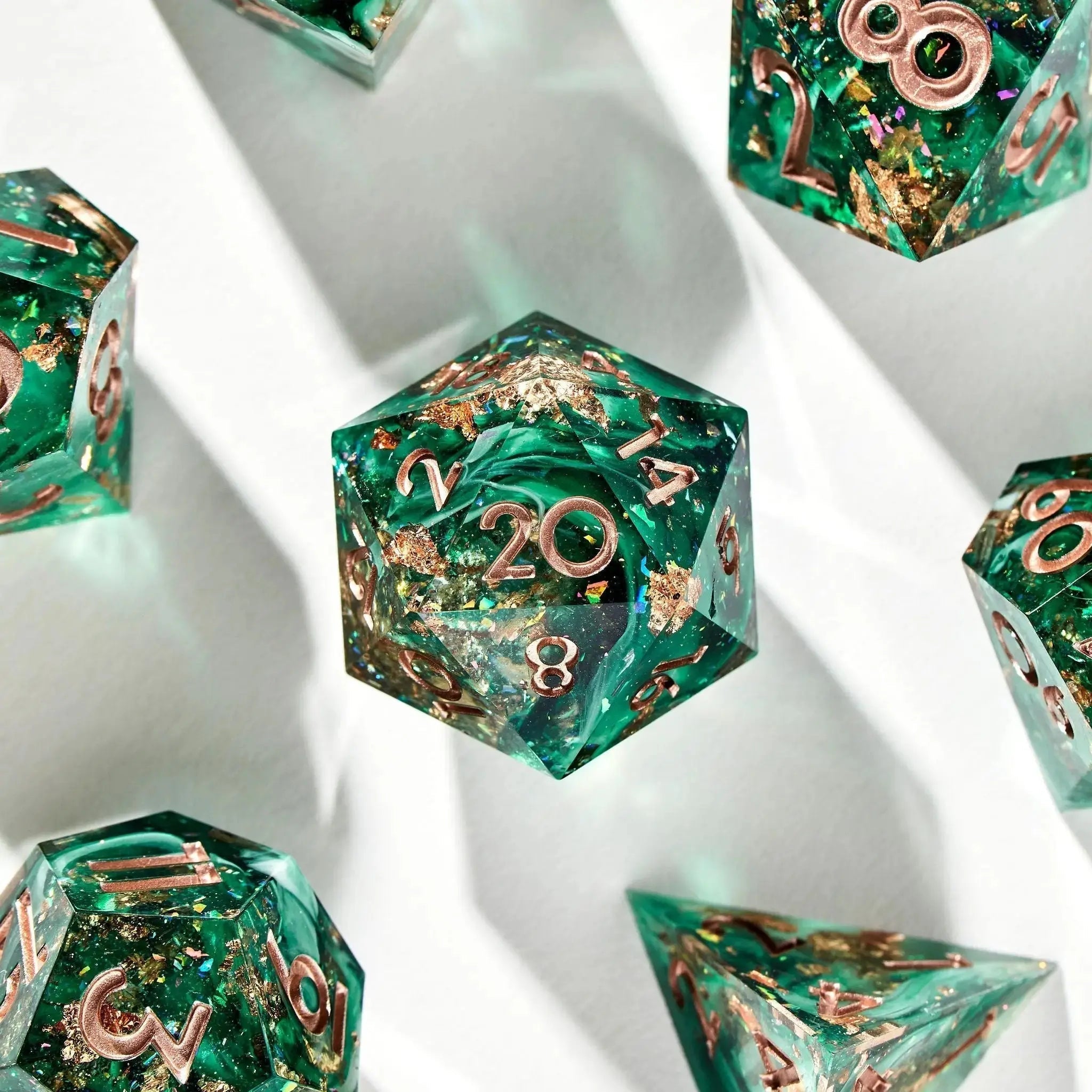 Mossy Glade 7-Piece Polyhedral Dice Set - Dispel Dice - Premium DnD Dice & Accessories