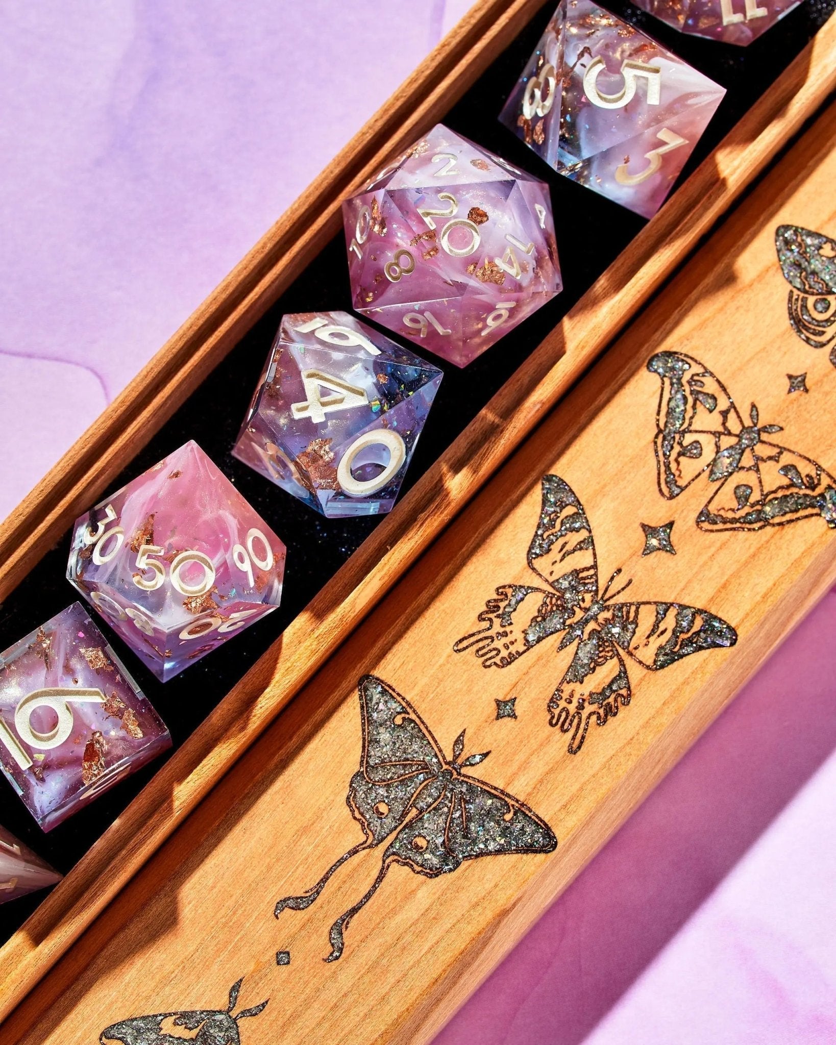 Moths Dice Vault in Cherry by Wyrmwood x Dispel - Dispel Dice - Premium DnD Dice & Accessories