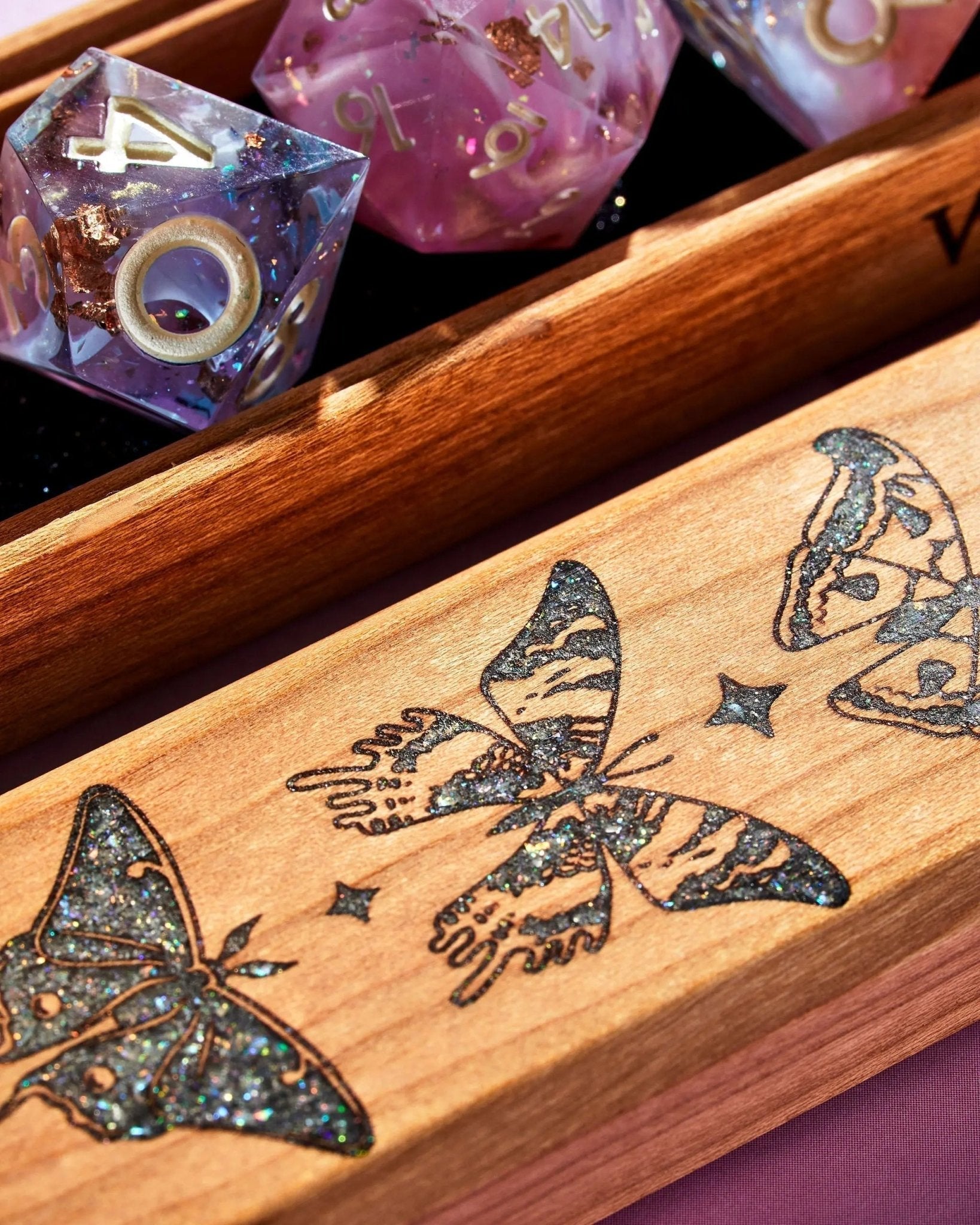 Moths Dice Vault in Cherry by Wyrmwood x Dispel - Dispel Dice - Premium DnD Dice & Accessories