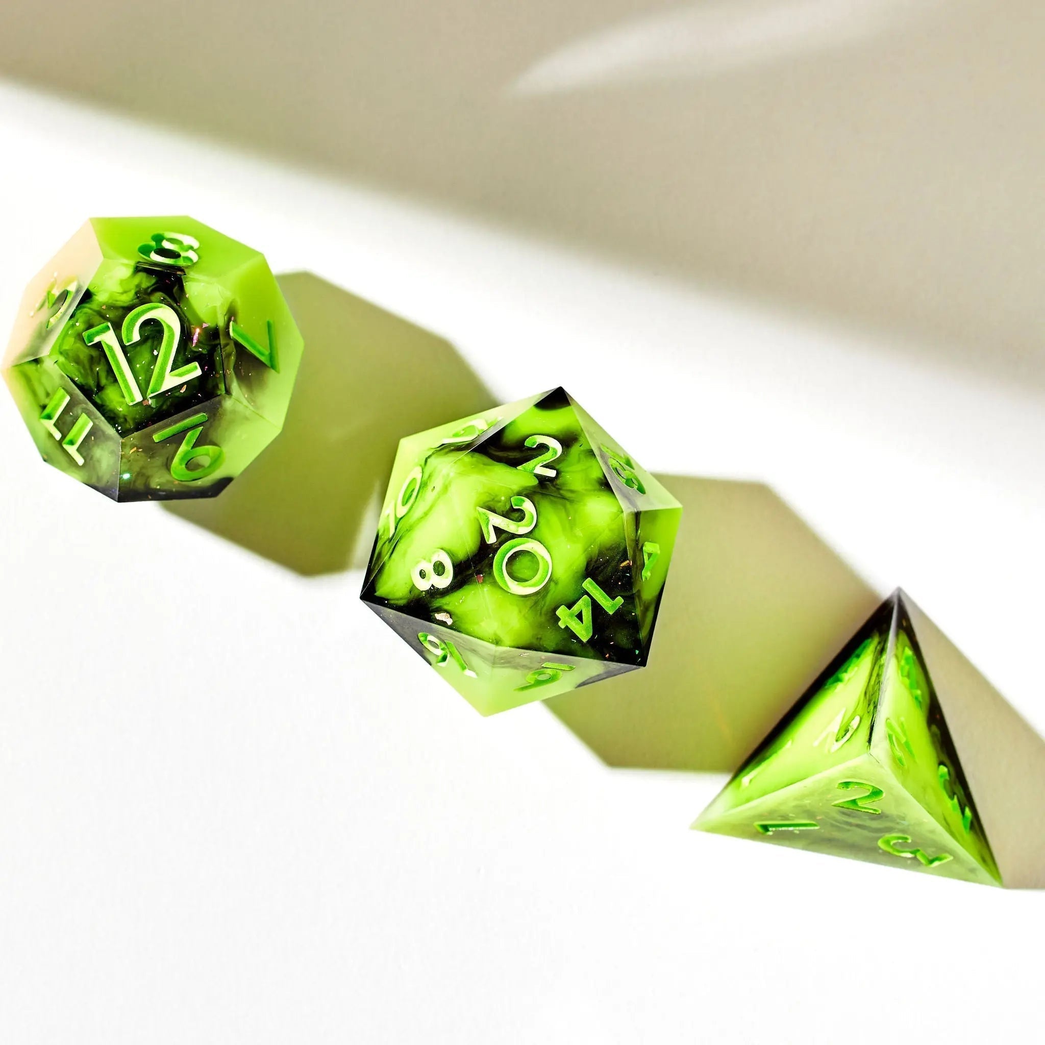 Neon Smoke 7-Piece Polyhedral Dice Set - Dispel Dice - Premium DnD Dice & Accessories