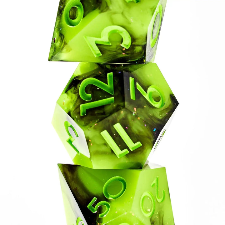 Neon Smoke 7-Piece Polyhedral Dice Set - Dispel Dice - Premium DnD Dice & Accessories