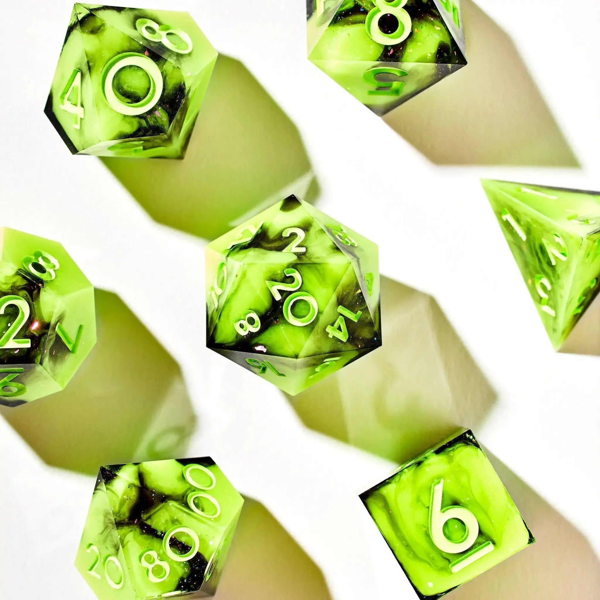 Neon Smoke 7-Piece Polyhedral Dice Set - Dispel Dice - Premium DnD Dice & Accessories