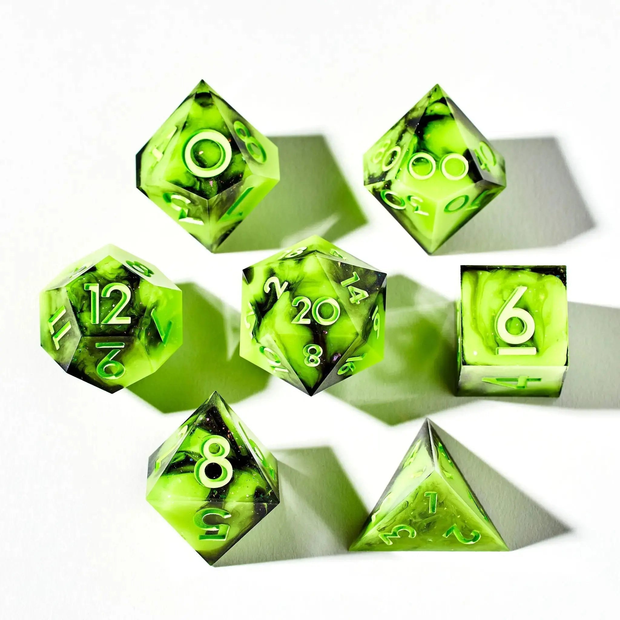 Neon Smoke 7-Piece Polyhedral Dice Set - Dispel Dice - Premium DnD Dice & Accessories