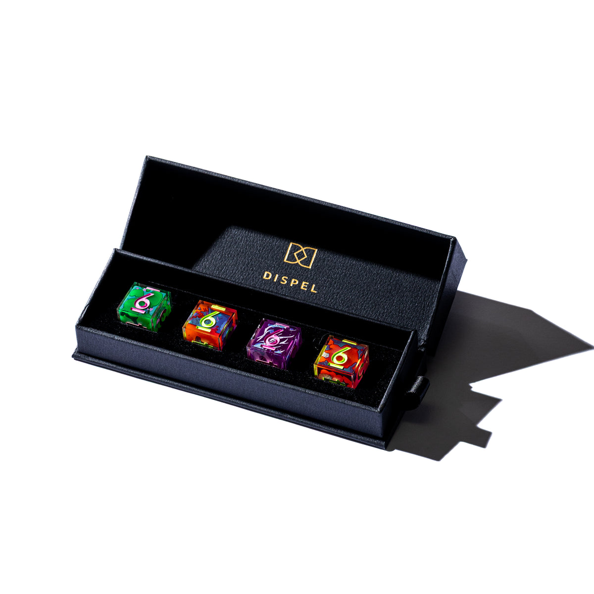 Neon Rot 4-Piece Iconic D6 Dice Set | Dispel Dice®