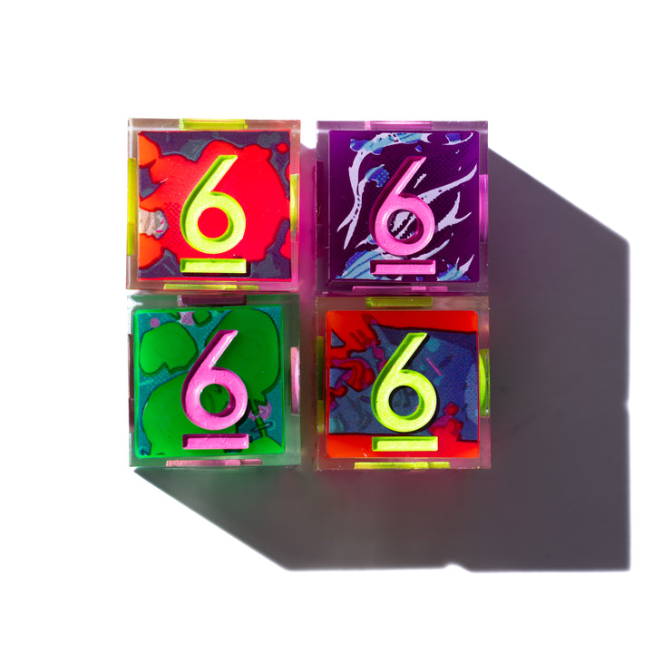 Dispel x Eat the Reich "Neon Rot" 4-Piece Iconic D6 Dice Set