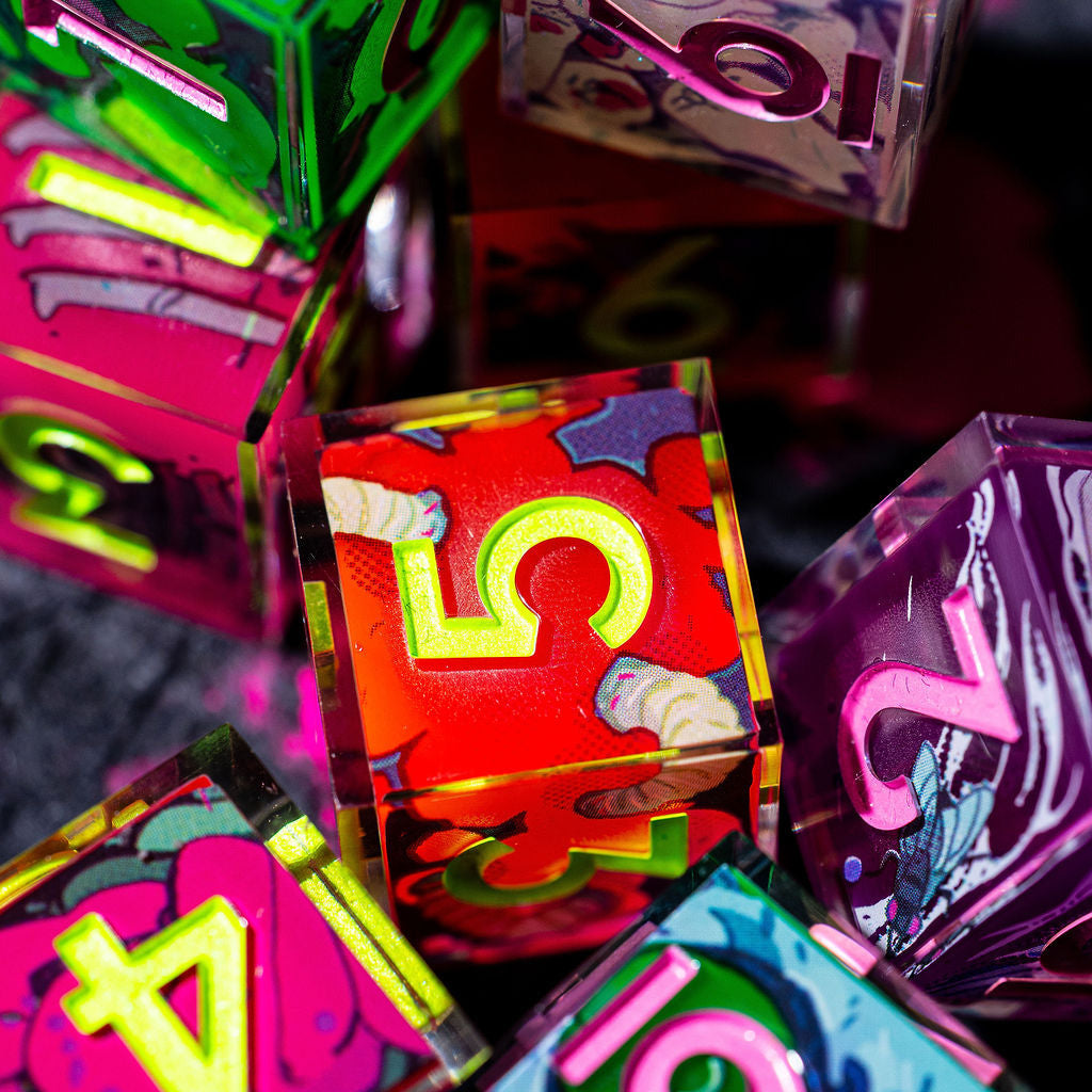 Dispel x Eat the Reich "Neon Rot" 4-Piece Iconic D6 Dice Set