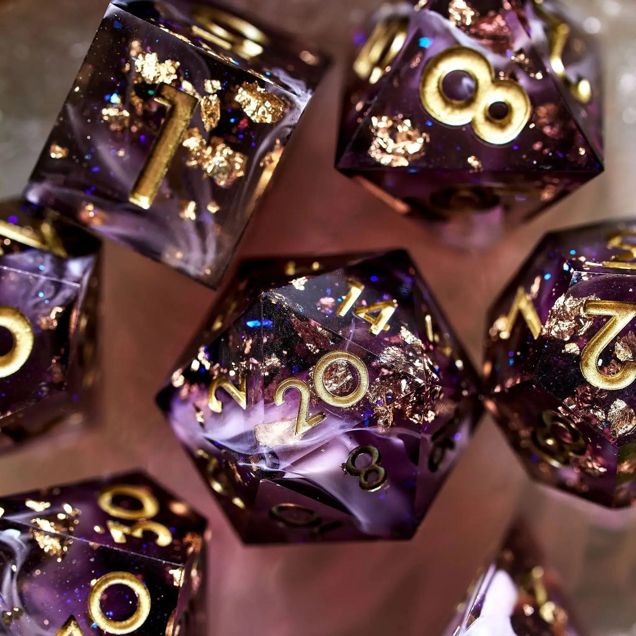 Orchid Dust 7-Piece Polyhedral Dice Set - Dispel Dice - Premium DnD Dice & Accessories