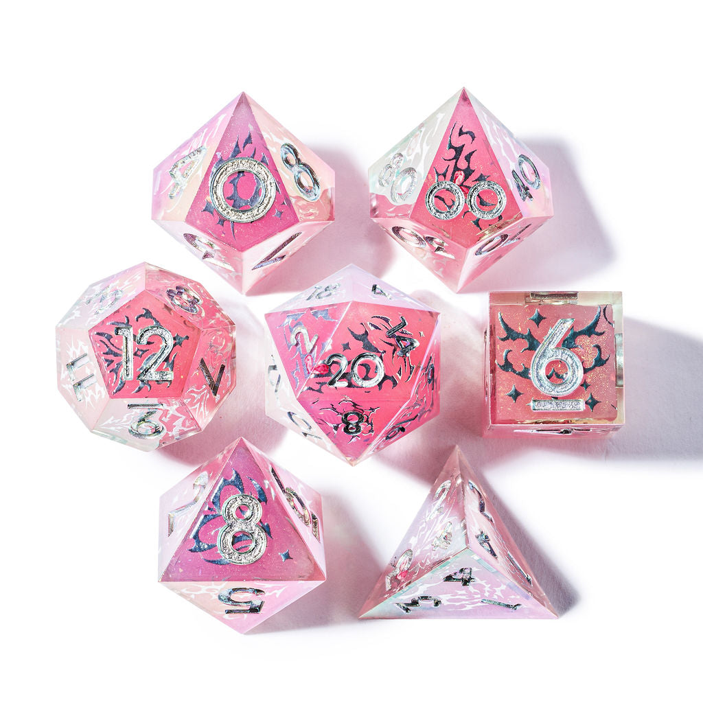 Chrome Heart 7-Piece Iridescent Iconic Dice Set - Dispel Dice - Premium DnD Dice & Accessories # #