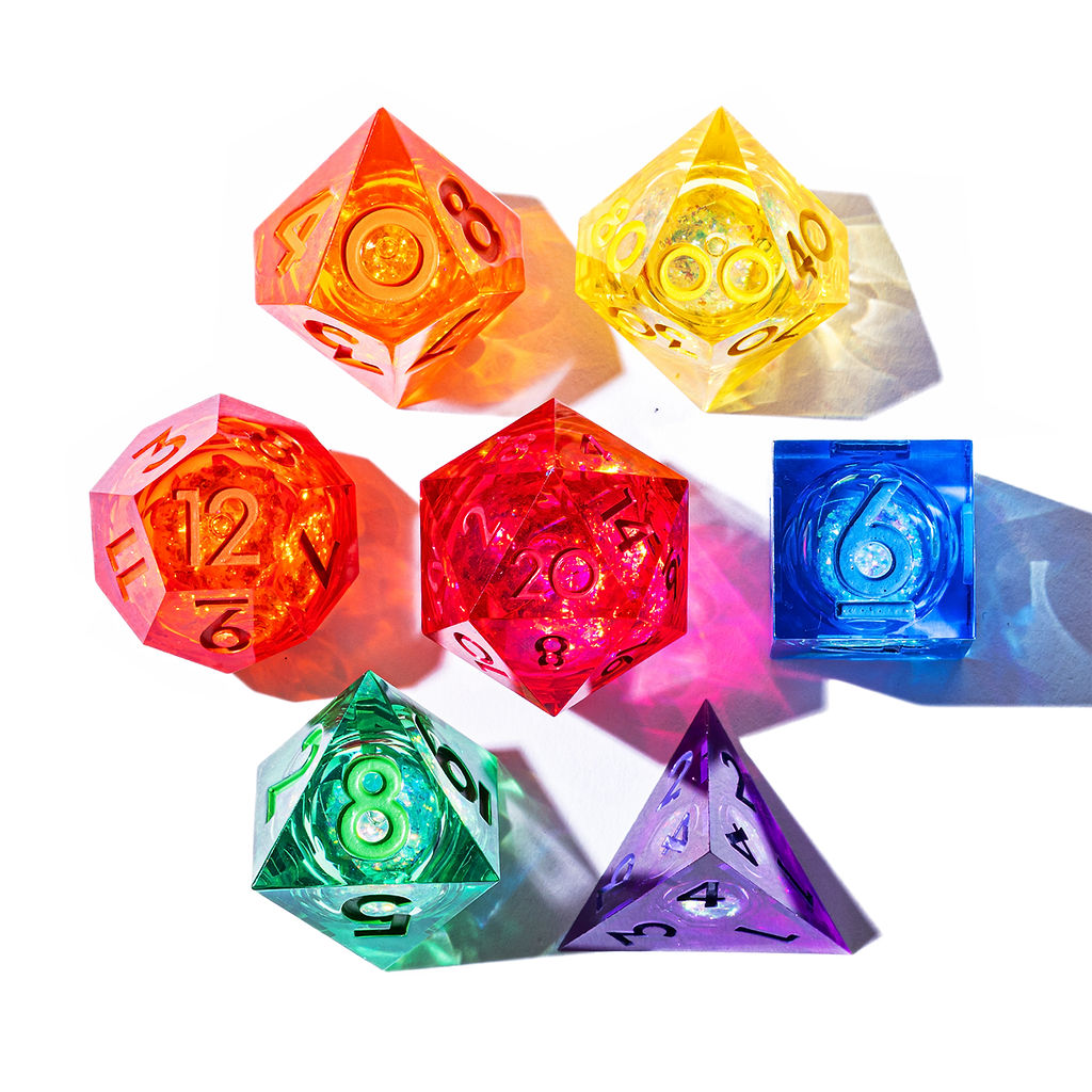 Prismatic Light 7-Piece Liquid Core Dice Set - Dispel Dice - Premium DnD Dice & Accessories # #