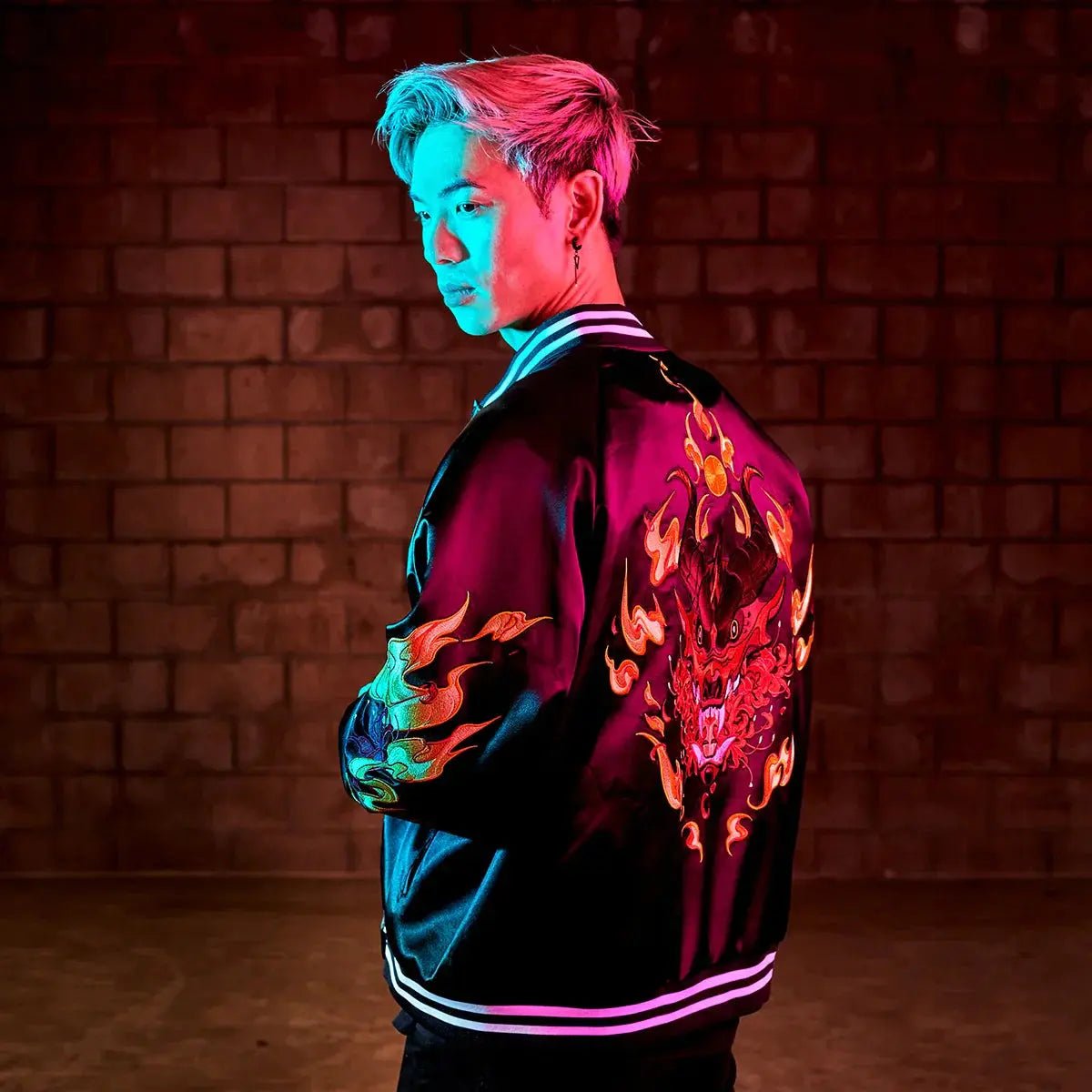 Red Dragon Sukajan Bomber Jacket - Dispel Dice - Premium DnD Dice & Accessories