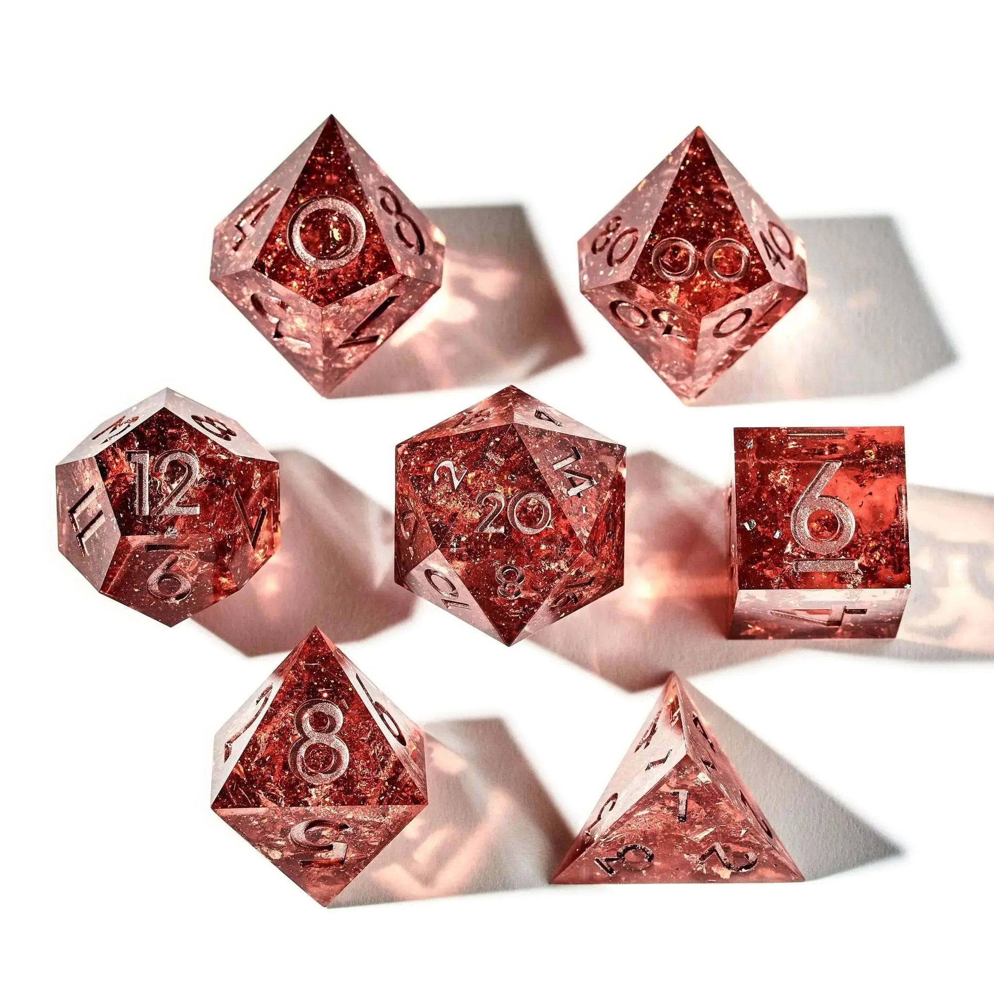 Rose Gold 7-Piece Polyhedral Dice Set